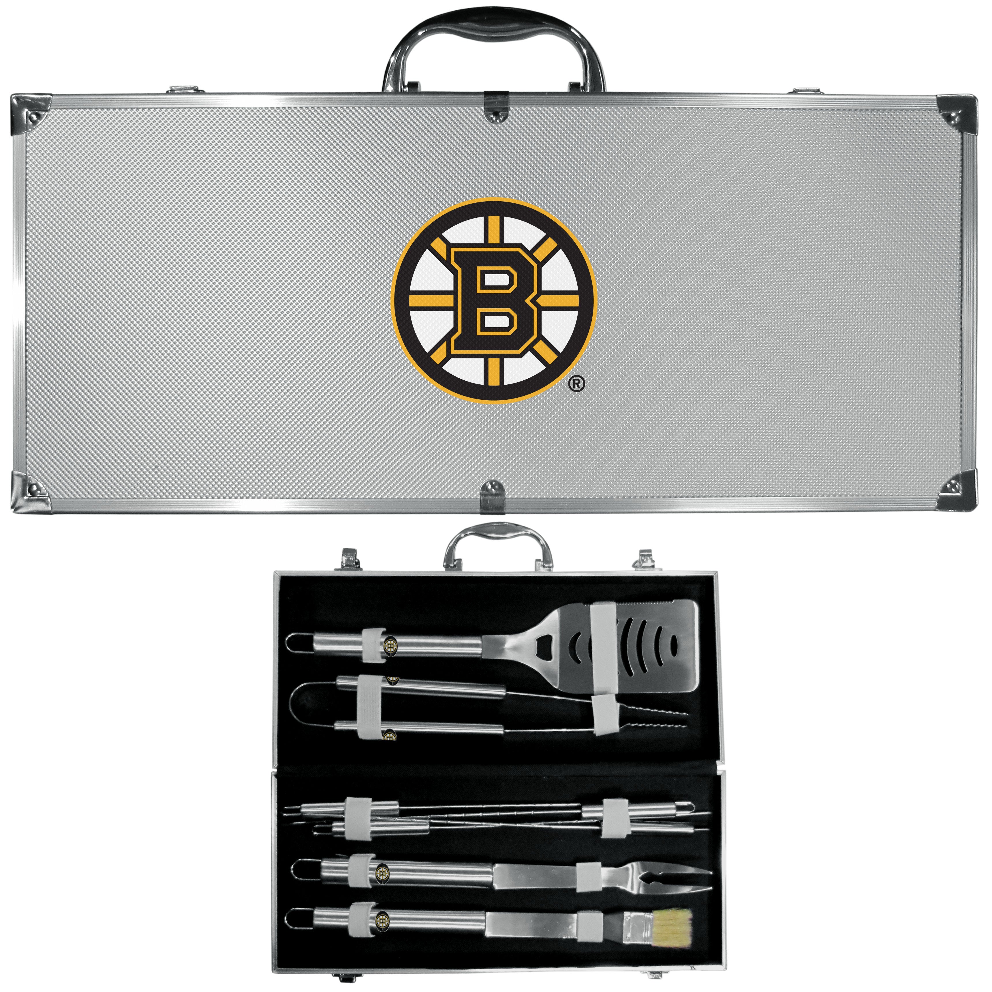 Boston Bruins 8 pc Stainless Steel BBQ Set w/Metal Case