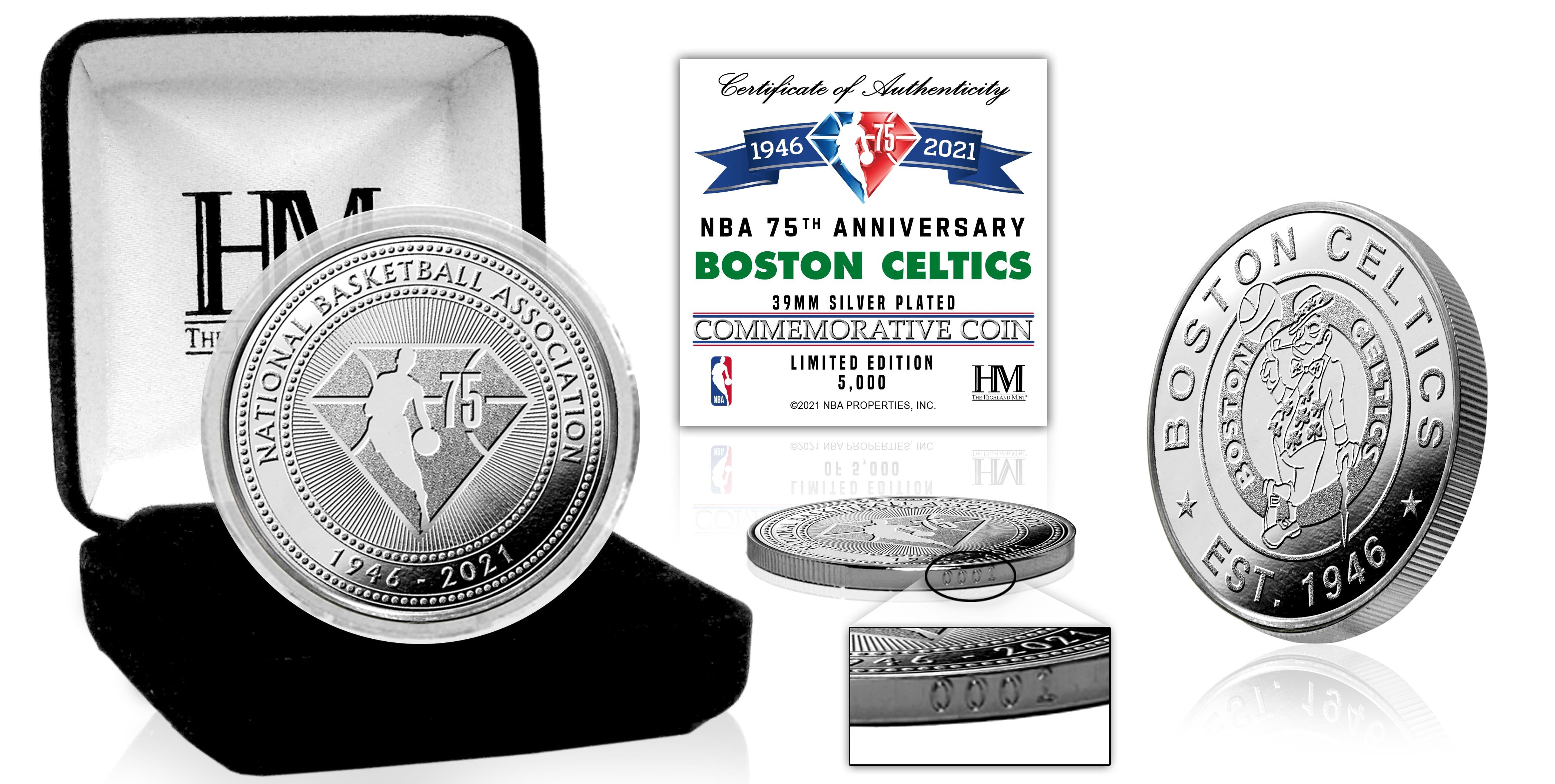 Boston Celtics NBA 75th Anniversary Silver Mint Coin - Sports Collectibles, Sports Memorabilia, Sports Fan Shop, Sports Gifts