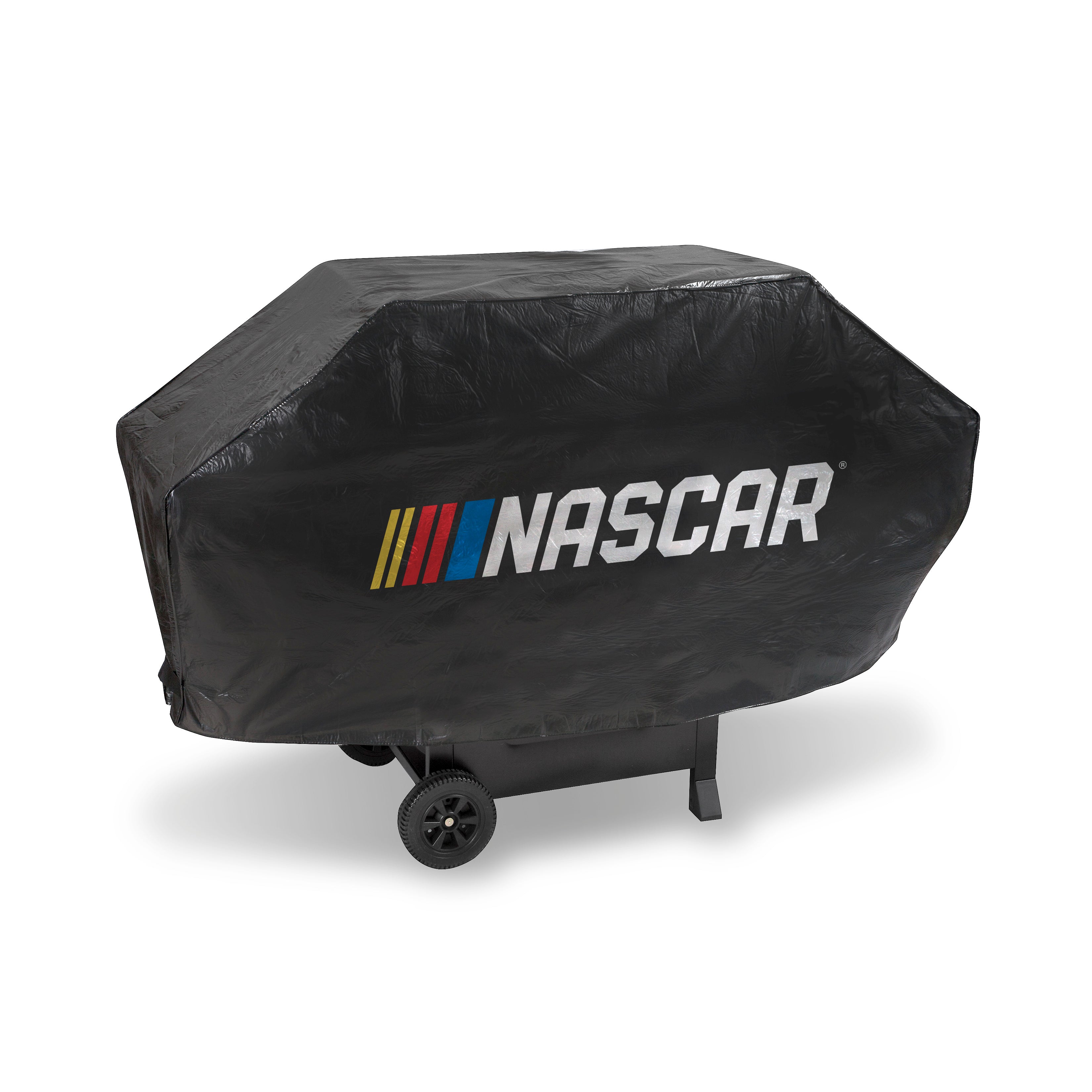 NASCAR Auto Racing Logo Black Deluxe Vinyl Grill Cover - 68" Wide/Heavy Duty/Velcro Staps