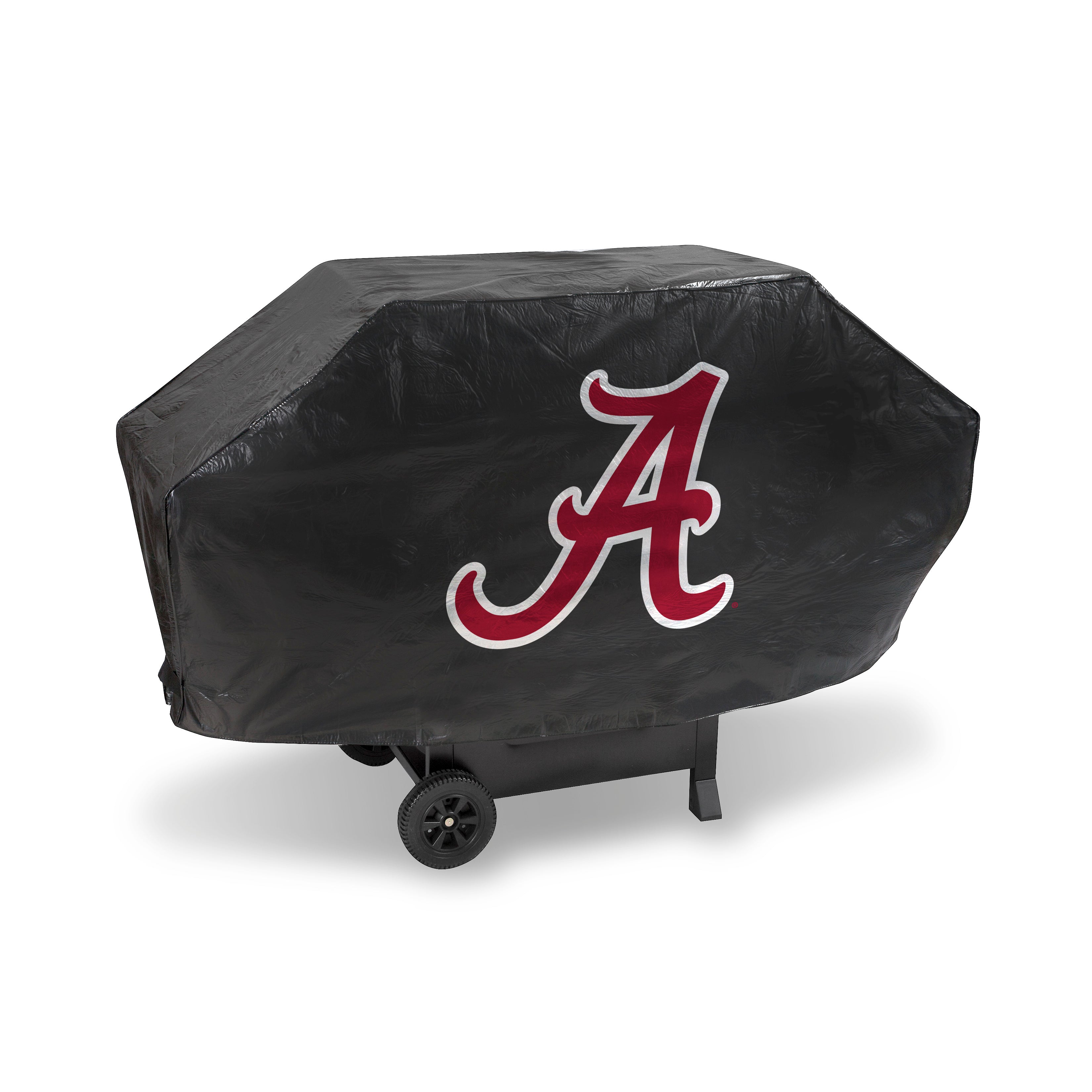 NCAA  Alabama Crimson Tide Black Deluxe Vinyl Grill Cover - 68" Wide/Heavy Duty/Velcro Staps