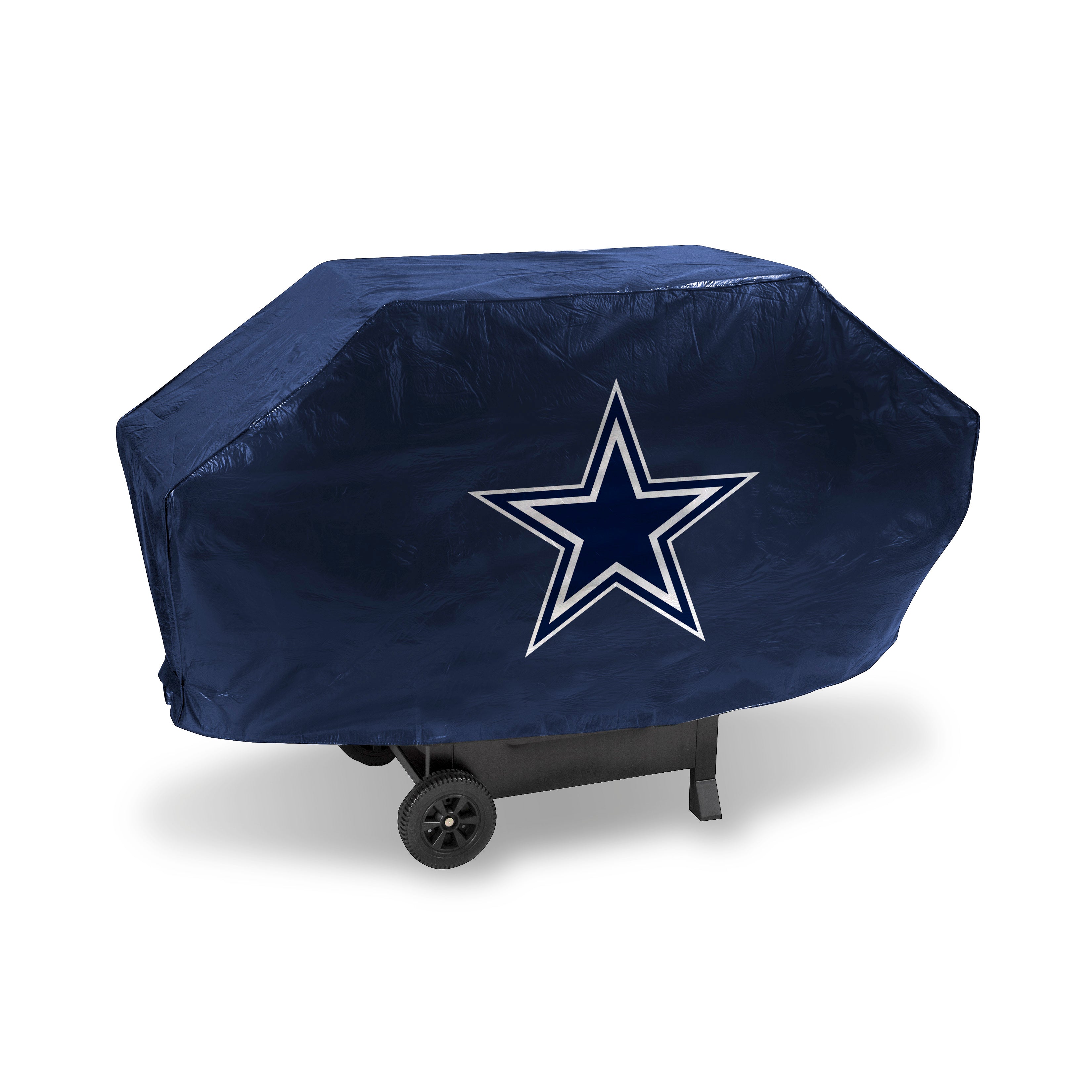 NFL Football Dallas Cowboys Navy Deluxe Vinyl Grill Cover - 68" Wide/Heavy Duty/Velcro Staps