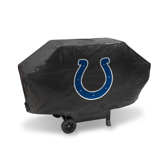 NFL Football Indianapolis Colts Black Deluxe Vinyl Grill Cover - 68" Wide/Heavy Duty/Velcro Staps