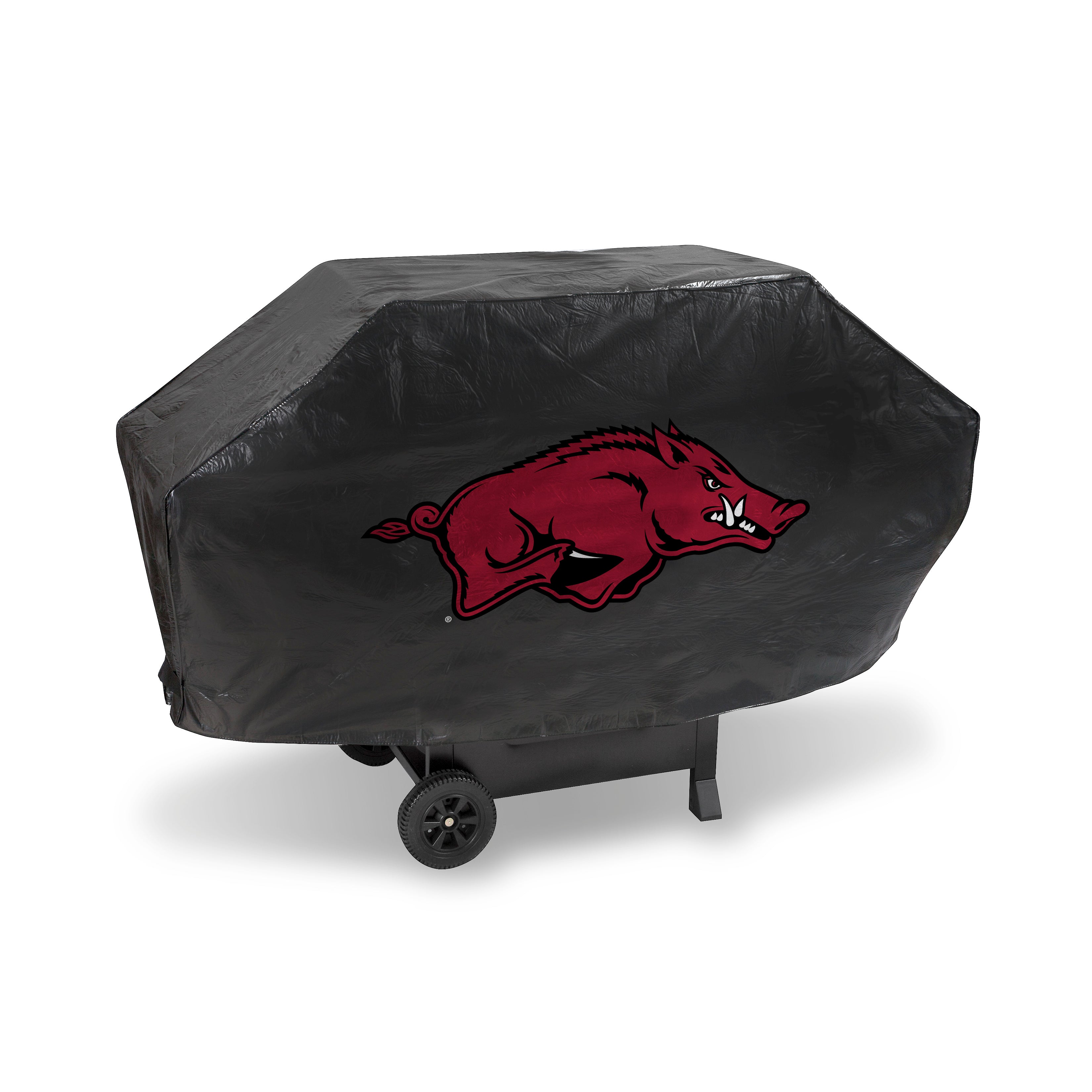 NCAA  Arkansas Razorbacks Black Deluxe Vinyl Grill Cover - 68" Wide/Heavy Duty/Velcro Staps