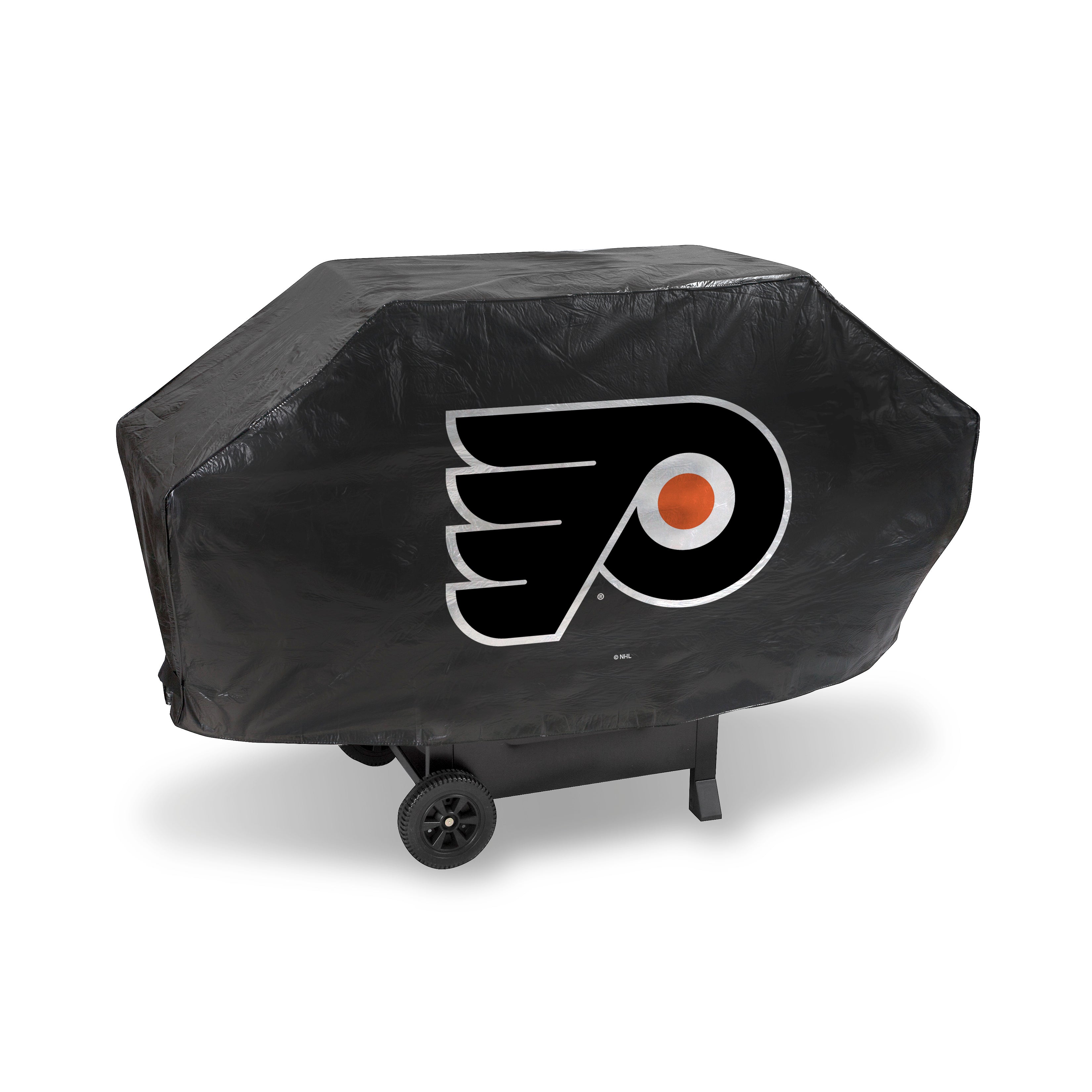 NHL Hockey Philadelphia Flyers Black Deluxe Vinyl Grill Cover - 68" Wide/Heavy Duty/Velcro Staps