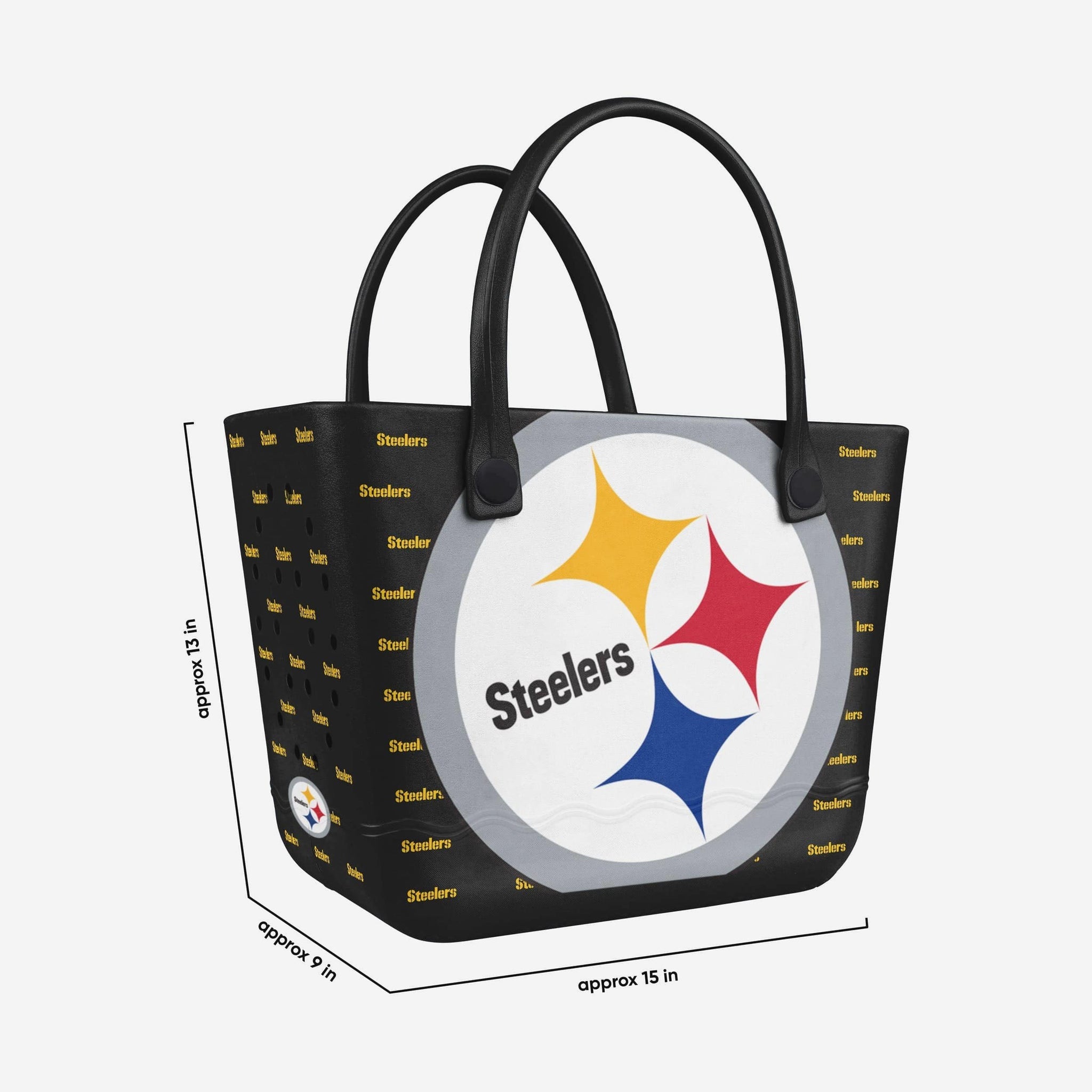 Pittsburgh Steelers Big Logo Mini Print Tailgate Tote Bag - Sports Gifts, Sports Memorabilia, Sports Collectibles, Fan Shop