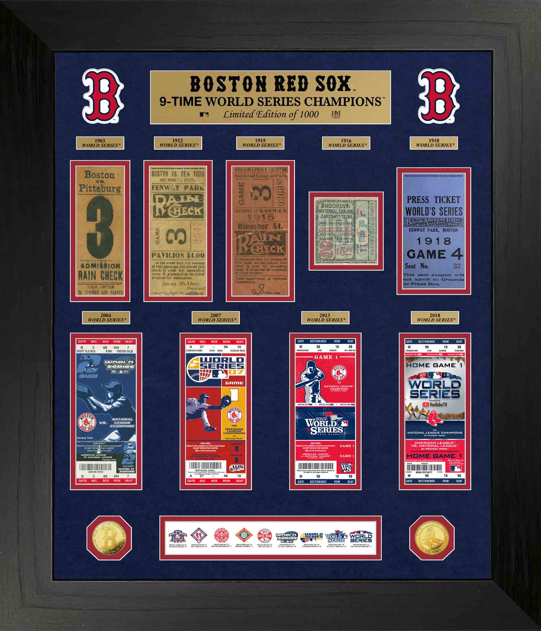 Boston Red Sox 9-Time World Series Champions Gold Coin & Ticket Collection - Sports Collectibles, Sports Memorabilia, Sports Fan Shop, Sports Gifts