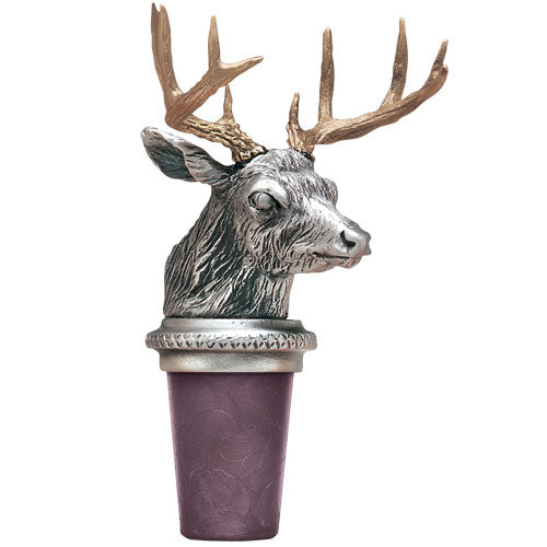 Whitetail Deer with Brass Horn Bottler Stopper - Sports Collectibles, Sports Memorabilia, Sports Fan Shop, Sports Gifts