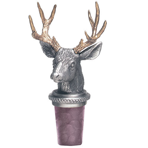 Mule Deer with Brass Horn Bottle Stopper - Sports Collectibles, Sports Memorabilia, Sports Fan Shop, Sports Gifts