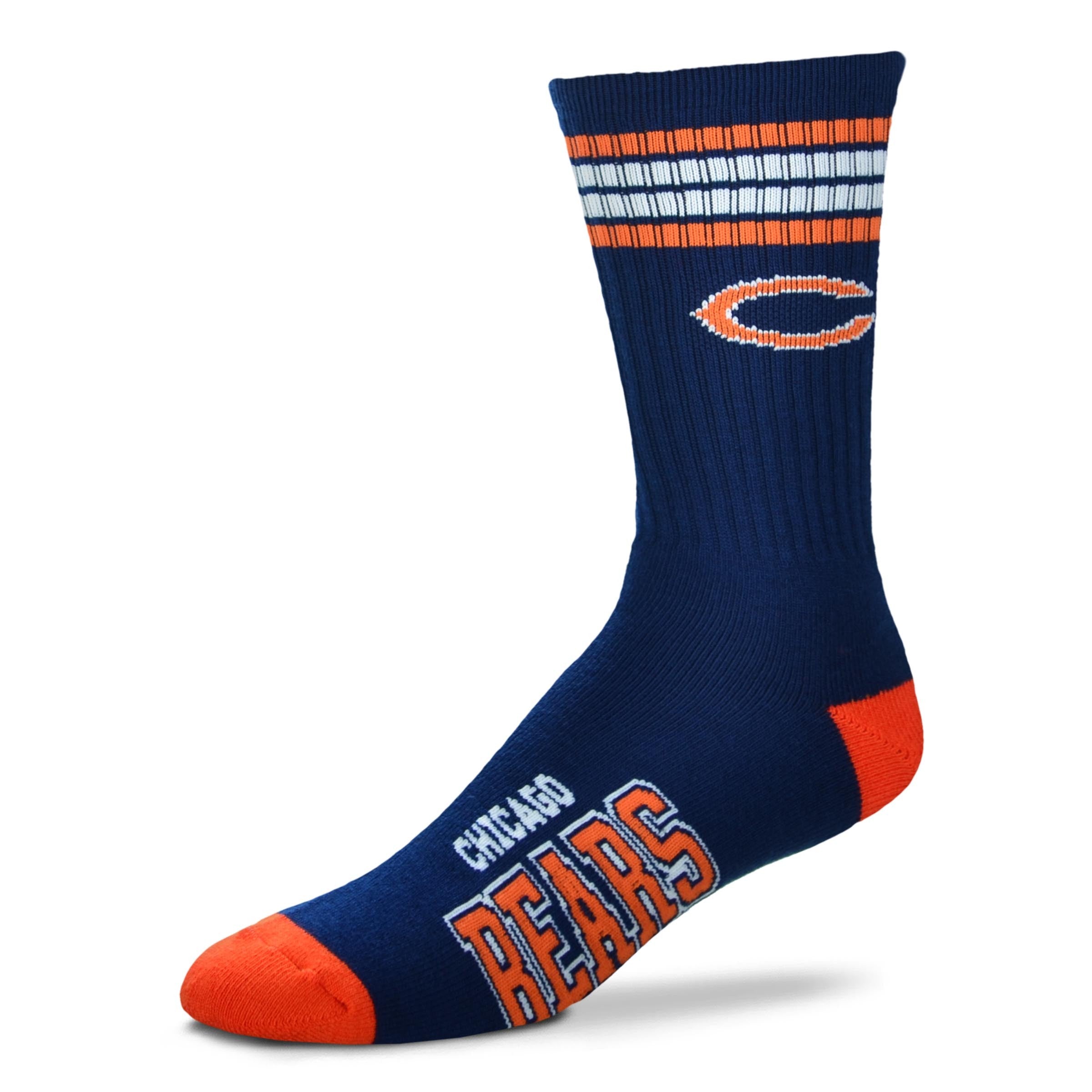 Chicago Bears Men's 4 Stripe Deuce Socks - Sports Collectibles, Sports Memorabilia, Sports Fan Shop, Sports Gifts