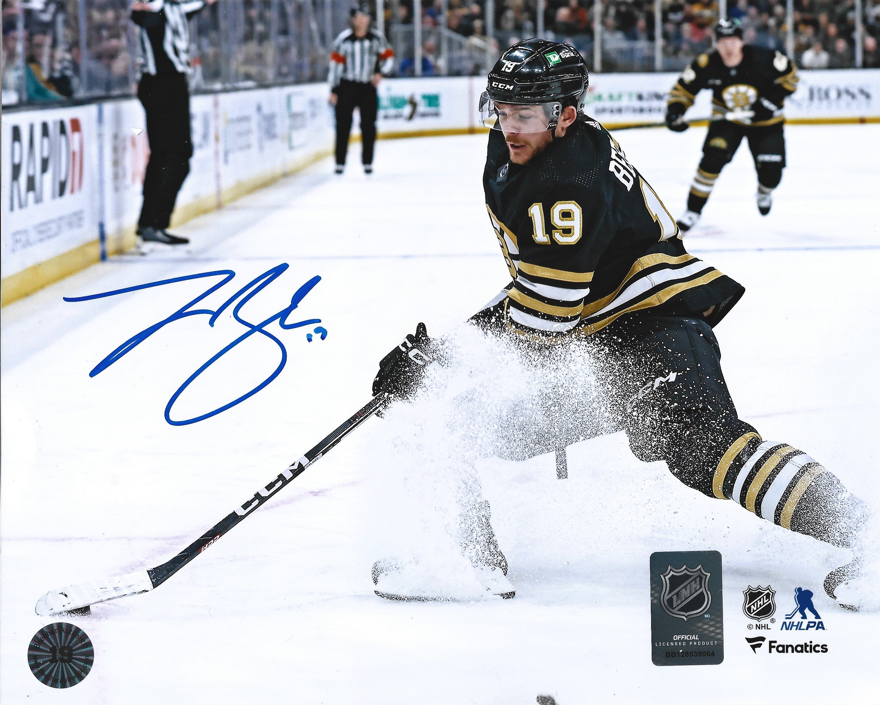 Johnny Beecher in Action Boston Bruins Autographed 8" x 10" Hockey Photo - Sports Collectibles, Sports Memorabilia, Sports Fan Shop, Sports Gifts