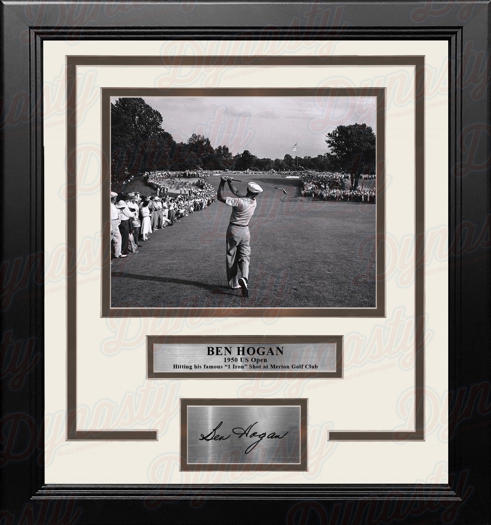 Ben Hogan 1-Iron Shot at the 1950 US Open at Merion Framed Golf Photo with Engraved Autograph - Sports Collectibles, Sports Memorabilia, Sports Fan Shop, Sports Gifts