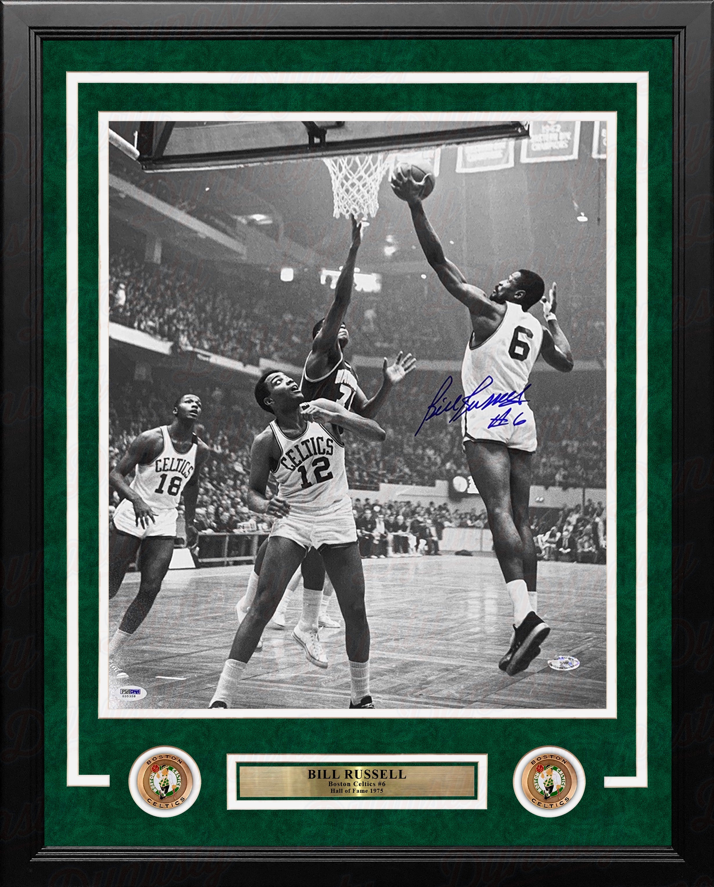 Bill Russell Making a Layup Boston Celtics Autographed 16" x 20" Framed Basketball Photo - Sports Collectibles, Sports Memorabilia, Sports Fan Shop, Sports Gifts