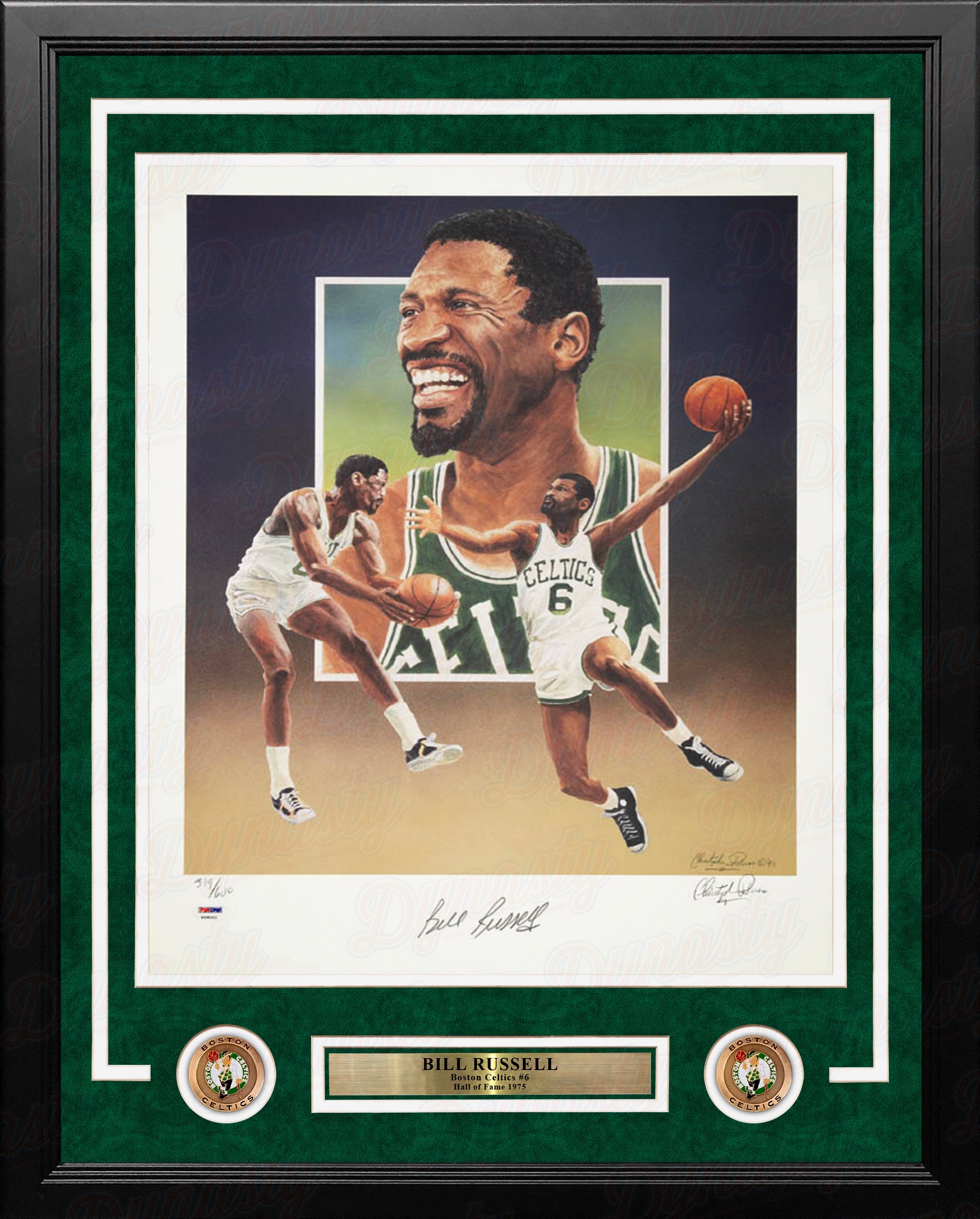 Bill Russell Boston Celtics Autographed 18x24 Framed Christopher Paluso Basketball Lithograph Photo - Sports Collectibles, Sports Memorabilia, Sports Fan Shop, Sports Gifts
