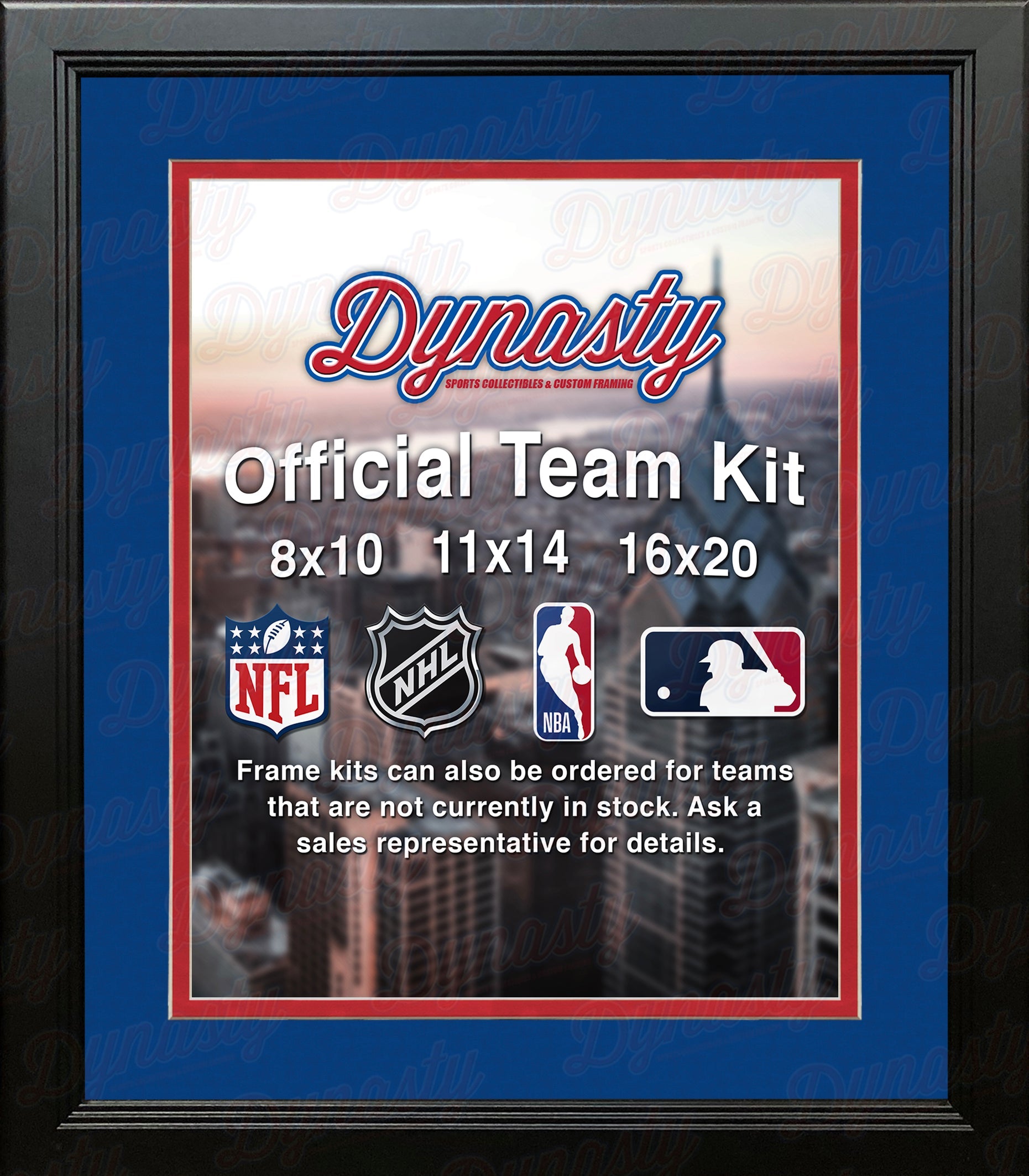 NHL Hockey Photo Picture Frame Kit - Columbus Blue Jackets (Blue Matting, Red Trim) - Sports Collectibles, Sports Memorabilia, Sports Fan Shop, Sports Gifts