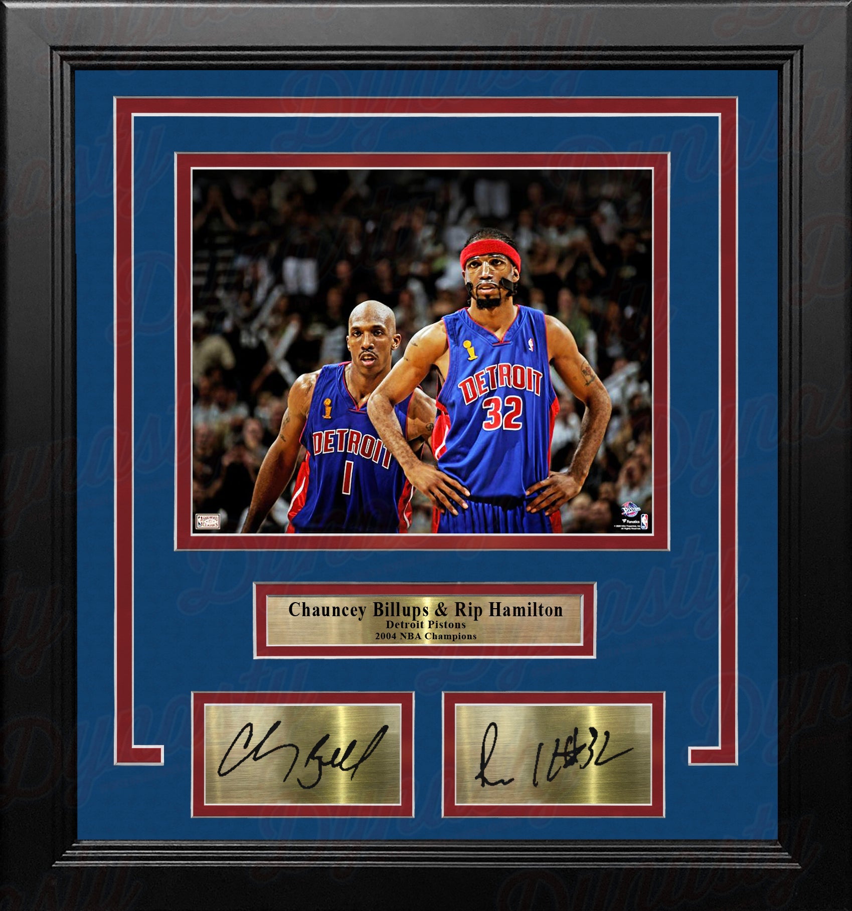 Chauncey Billups & Richard Hamilton Detroit Pistons 8x10 Framed Photo with Engraved Autographs - Sports Collectibles, Sports Memorabilia, Sports Fan Shop, Sports Gifts
