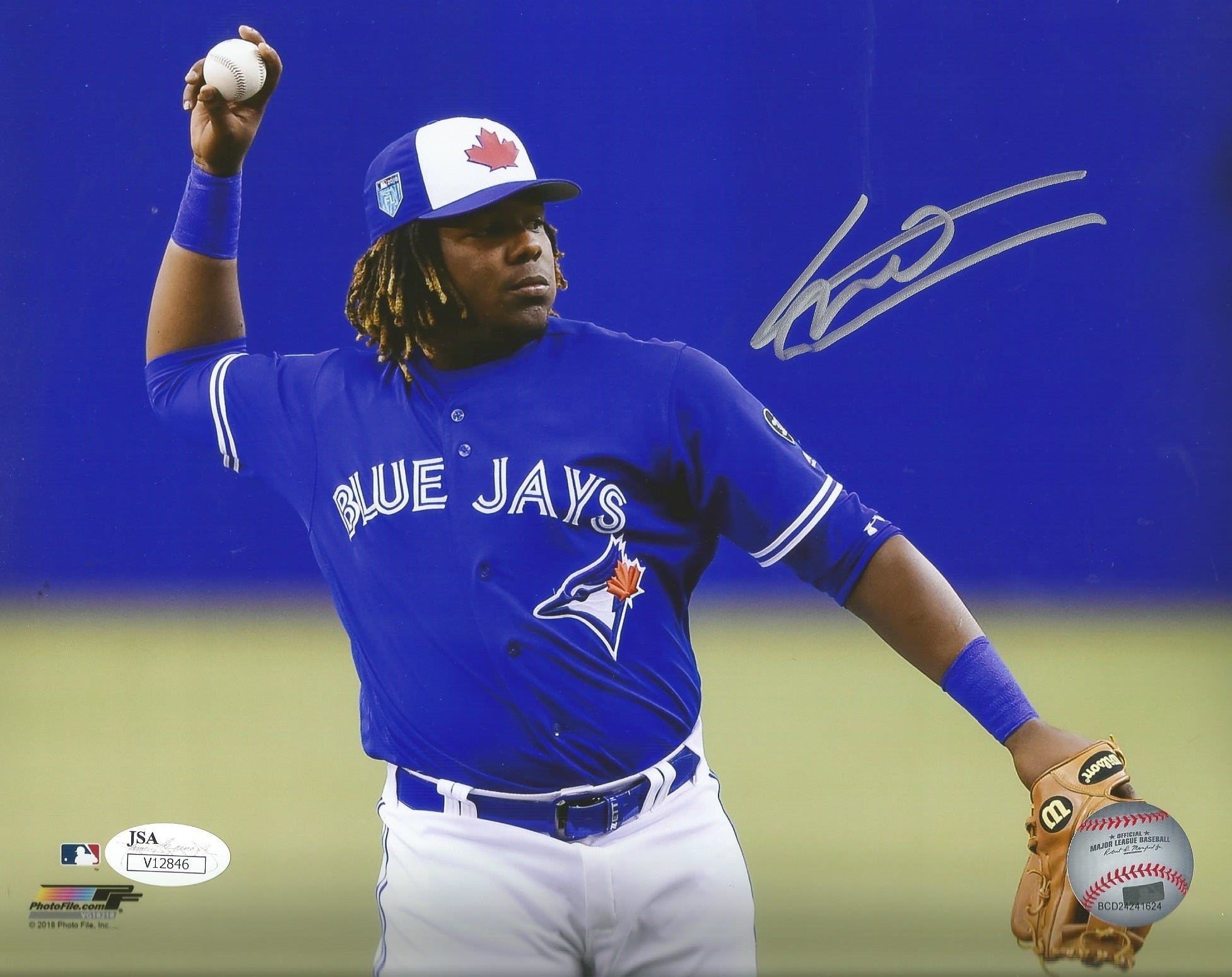 Vladimir Guerrero, Jr. Fielding Toronto Blue Jays Autographed MLB Baseball Photo - Sports Collectibles, Sports Memorabilia, Sports Fan Shop, Sports Gifts