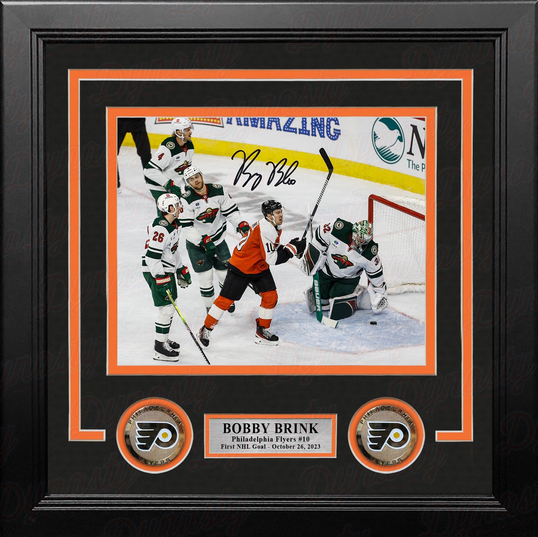 Bobby Brink First Career Goal Autographed Philadelphia Flyers 8" x 10" Framed Hockey Photo - Sports Collectibles, Sports Memorabilia, Sports Fan Shop, Sports Gifts
