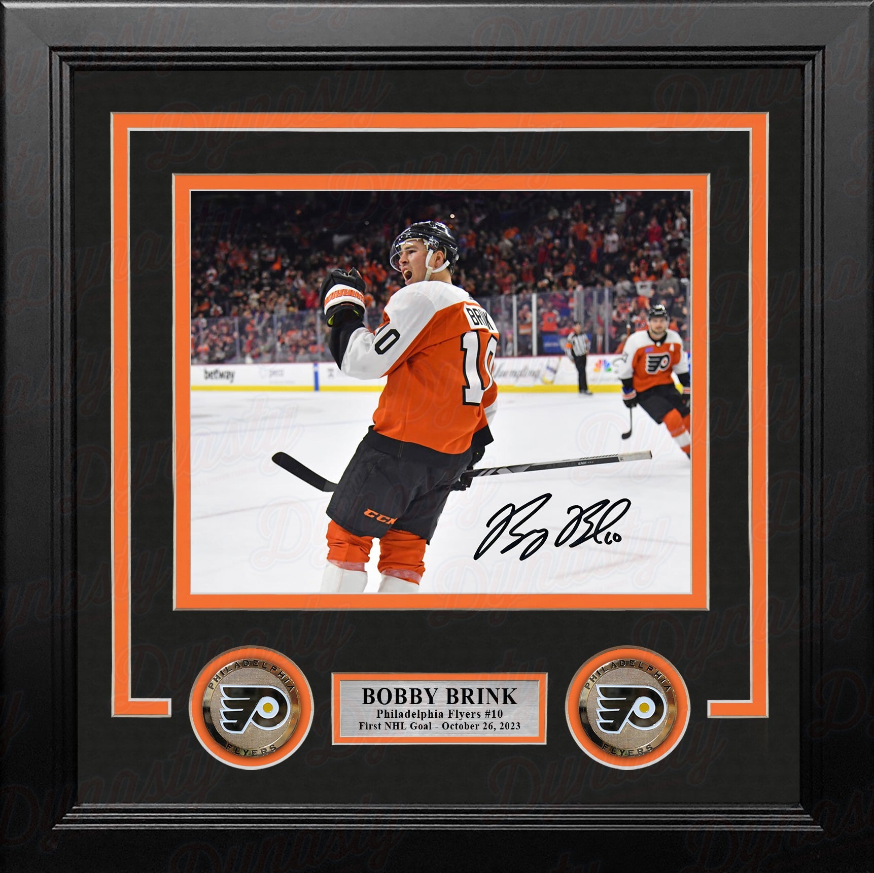 Bobby Brink Fist Pump Autographed Philadelphia Flyers 8" x 10" Framed Hockey Photo - Sports Collectibles, Sports Memorabilia, Sports Fan Shop, Sports Gifts
