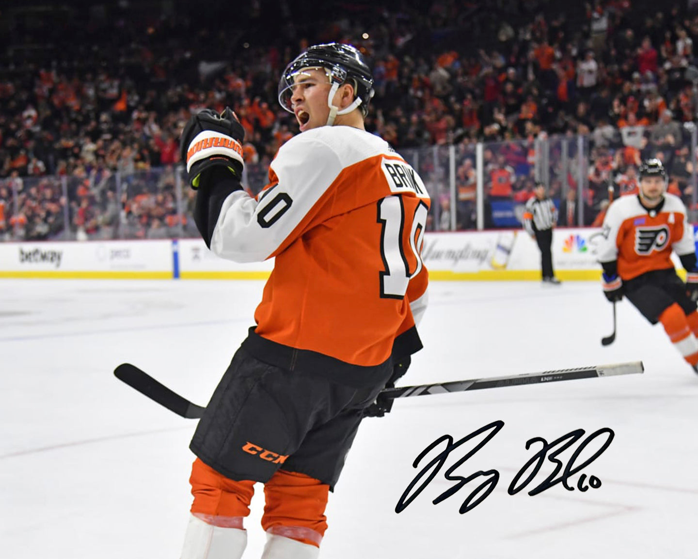 Bobby Brink Fist Pump Autographed Philadelphia Flyers 8" x 10" Hockey Photo - Sports Collectibles, Sports Memorabilia, Sports Fan Shop, Sports Gifts