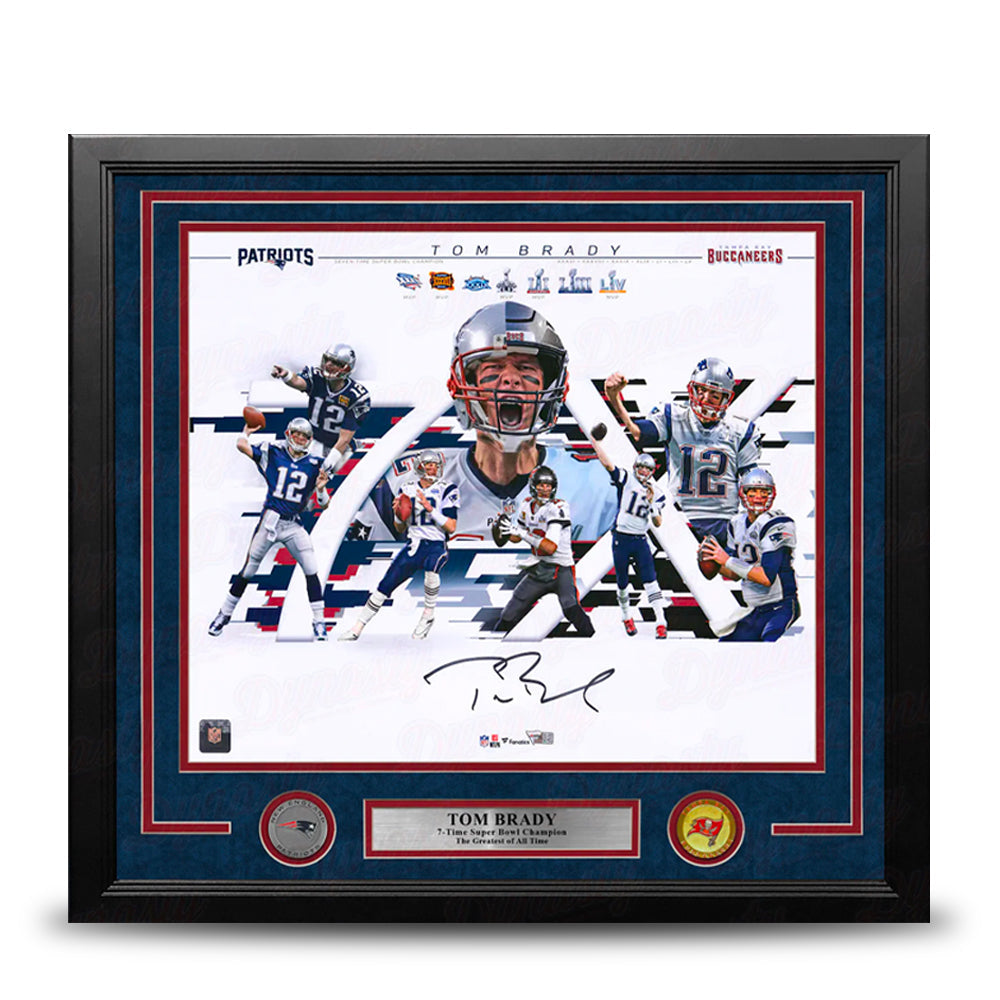 Tom Brady New England Patriots & Tampa Bay Buccaneers Autographed 16" x 20" Framed Collage Photo - Sports Collectibles, Sports Memorabilia, Sports Fan Shop, Sports Gifts