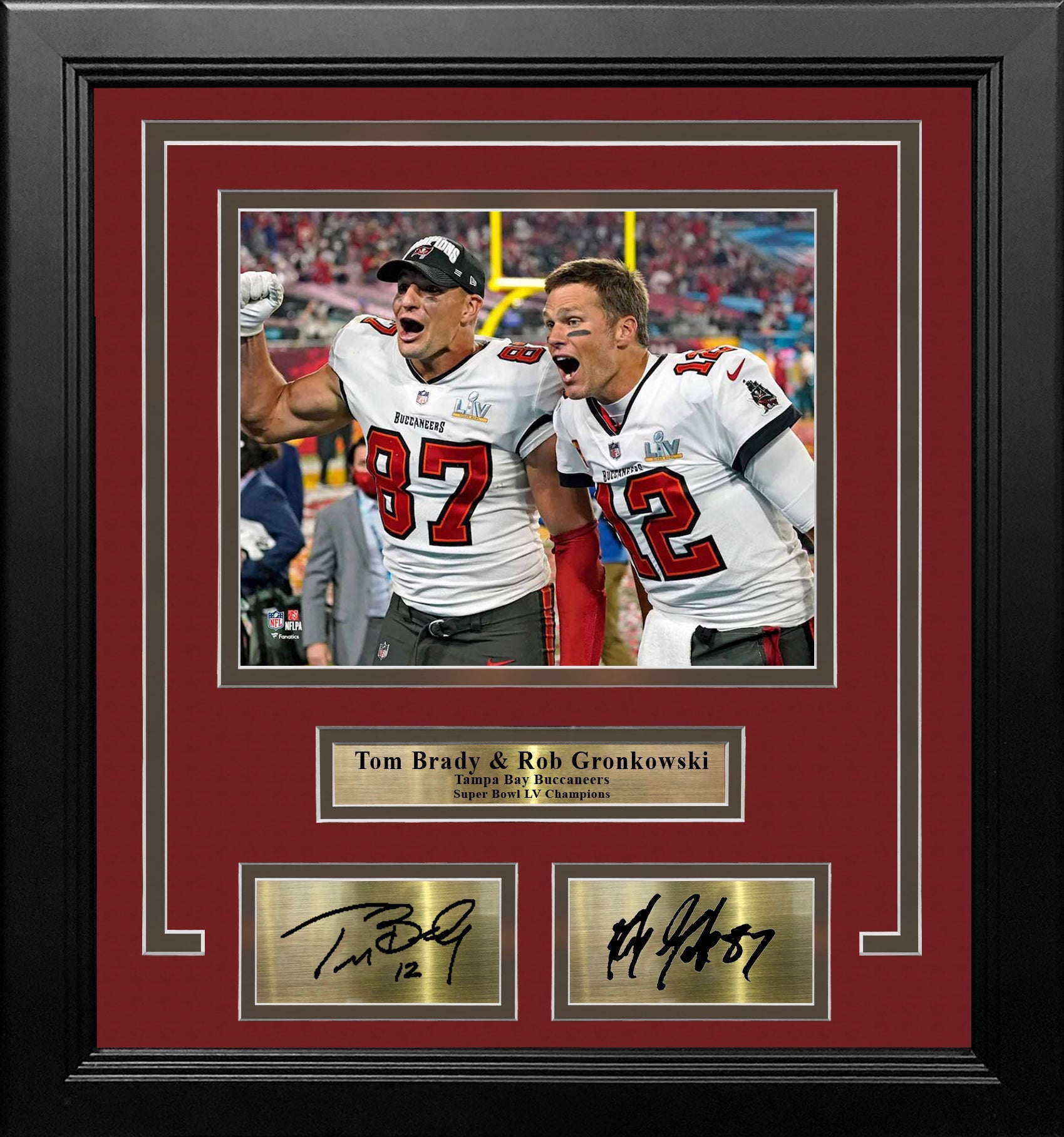 Tom Brady & Rob Gronkowski Super Bowl LV Tampa Bay Buccaneers 8x10 Framed Photo Engraved Autographs - Sports Collectibles, Sports Memorabilia, Sports Fan Shop, Sports Gifts