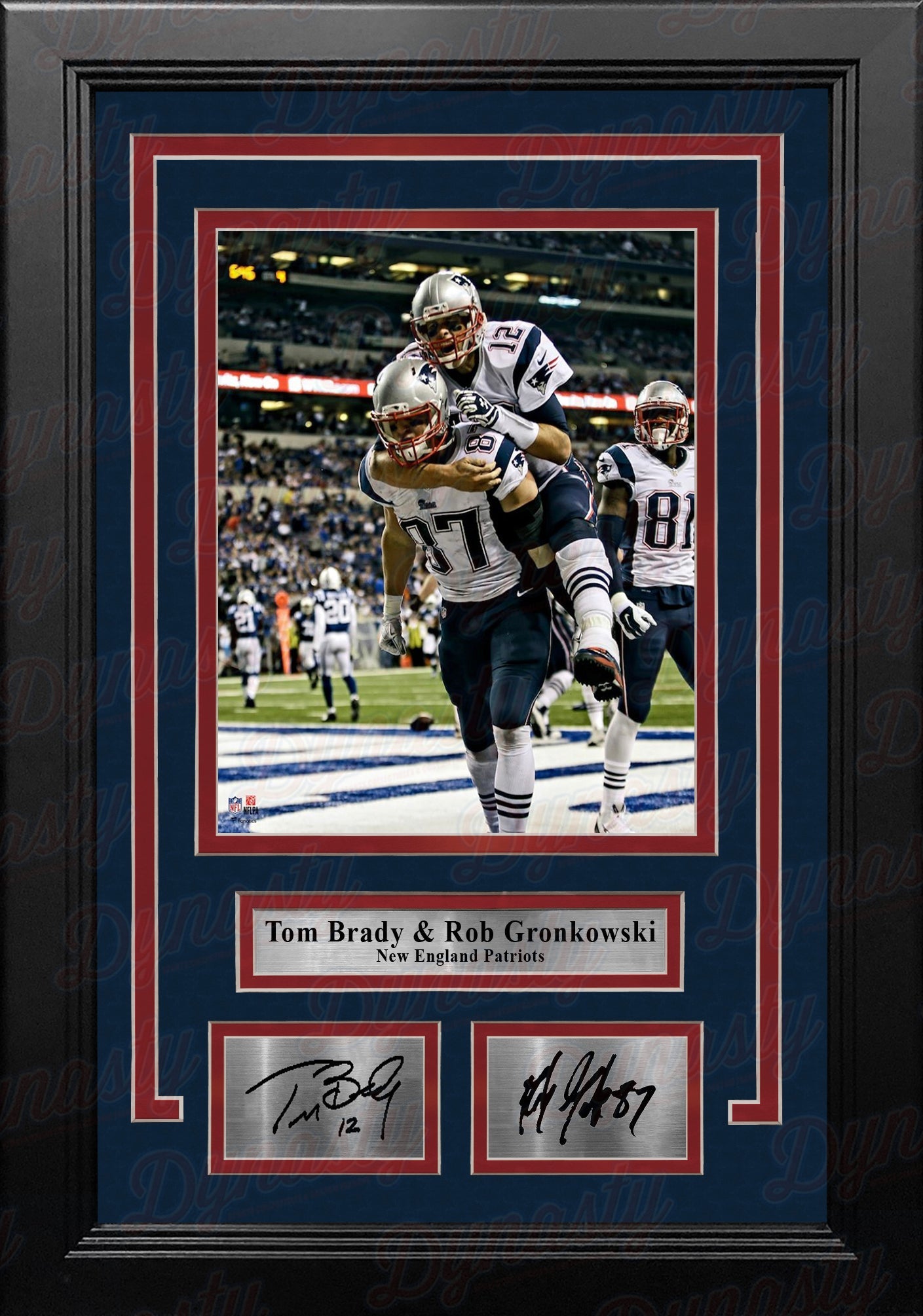 Tom Brady & Rob Gronkowski New England Patriots 8x10 Framed Football Photo with Engraved Autographs - Sports Collectibles, Sports Memorabilia, Sports Fan Shop, Sports Gifts