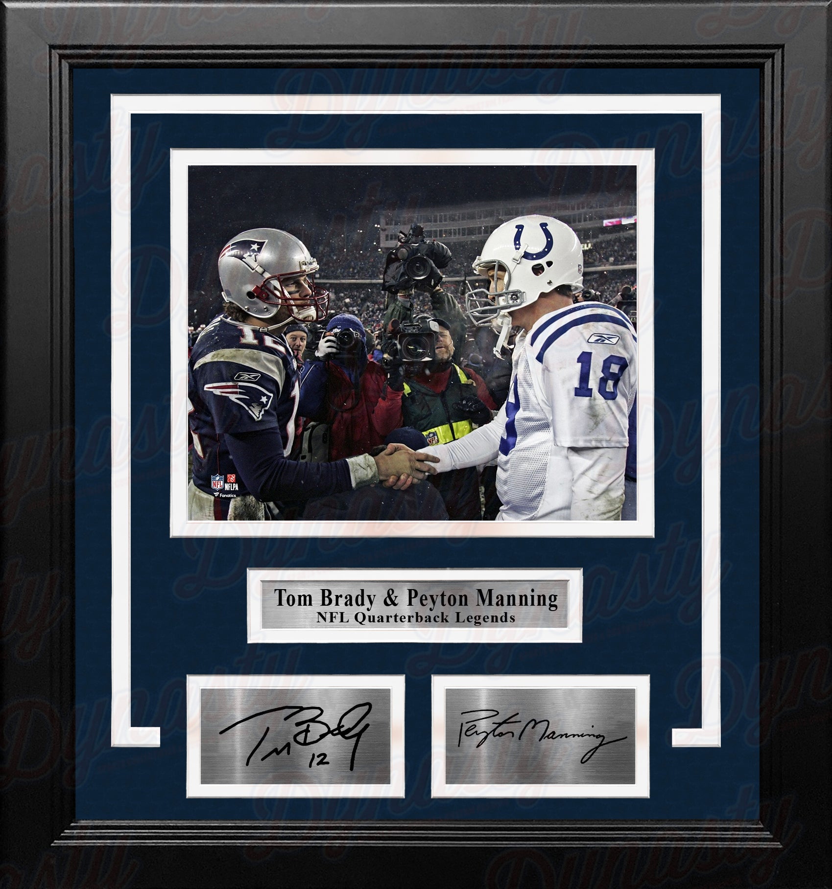Tom Brady and Peyton Manning 8x10 Quarterback Legends Framed Football Photo with Engraved Autographs - Sports Collectibles, Sports Memorabilia, Sports Fan Shop, Sports Gifts