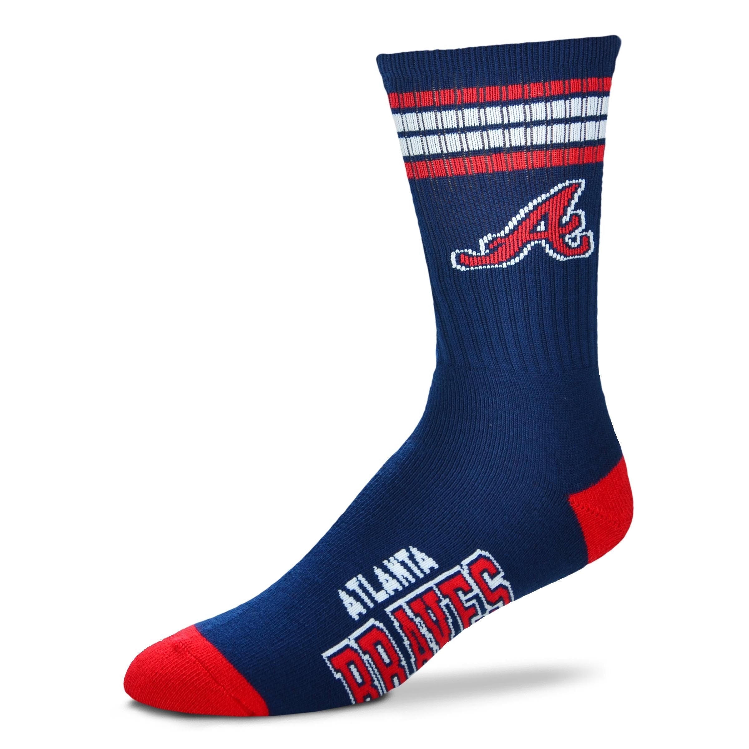Atlanta Braves Men's 4 Stripe Deuce Socks - Sports Collectibles, Sports Memorabilia, Sports Fan Shop, Sports Gifts
