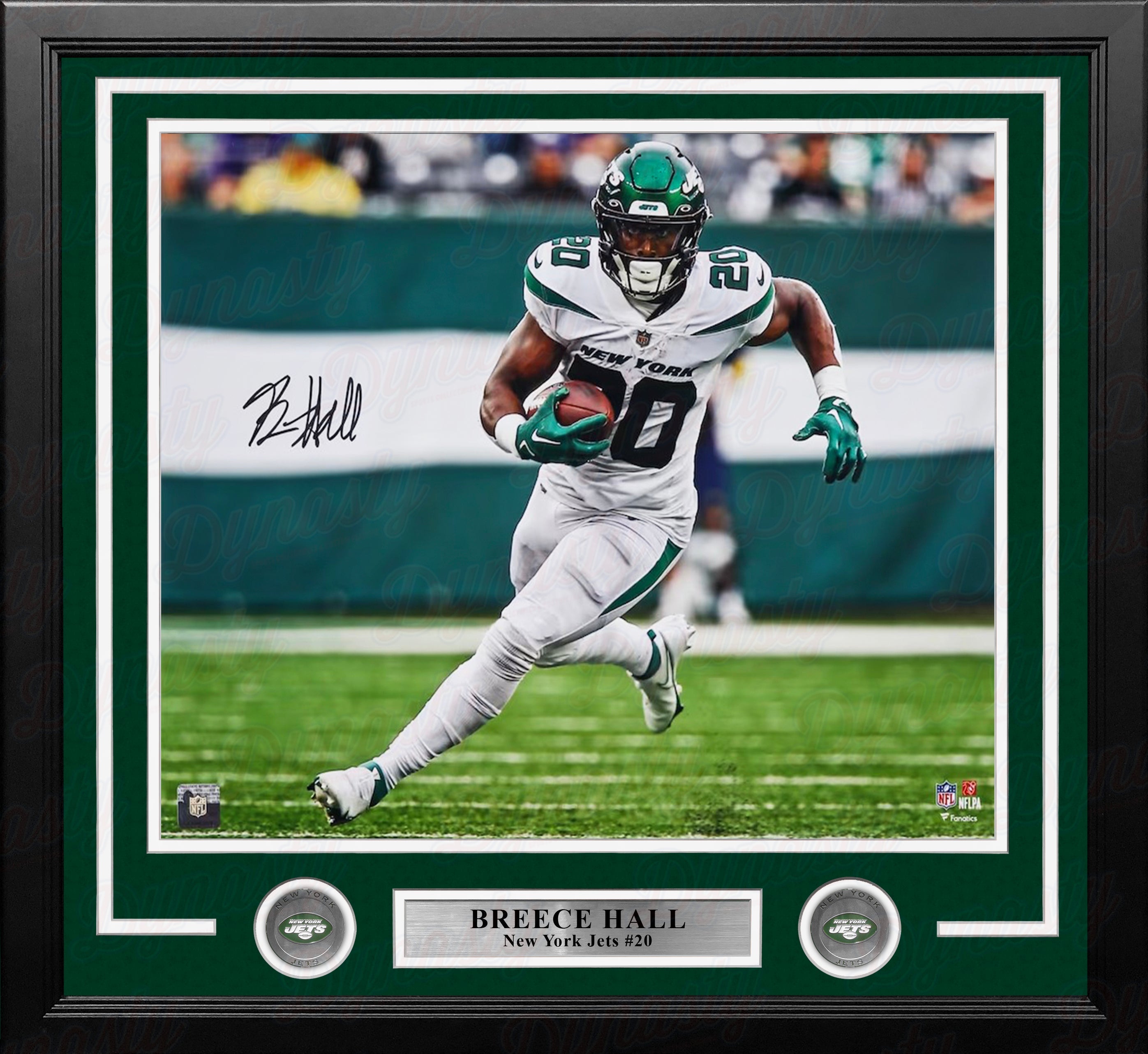 Breece Hall Running Action New York Jets Autographed 16" x 20" Framed Football Photo - Sports Collectibles, Sports Memorabilia, Sports Fan Shop, Sports Gifts