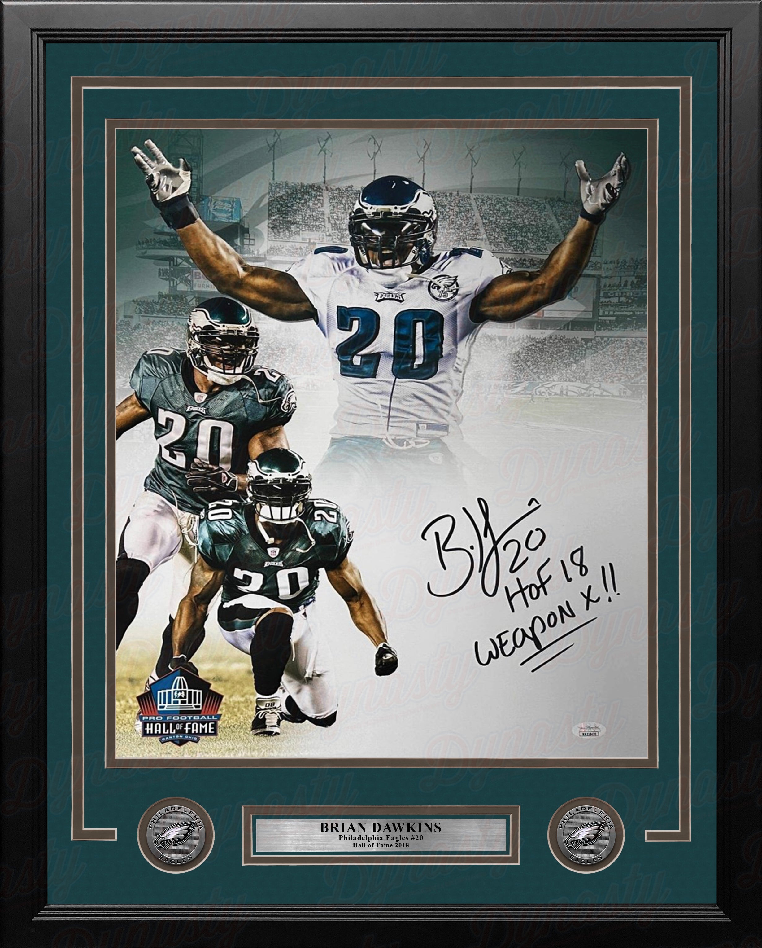 Brian Dawkins Philadelphia Eagles Autographed 16x20 Framed Collage Photo - Hall of Fame, Weapon X - Sports Collectibles, Sports Memorabilia, Sports Fan Shop, Sports Gifts