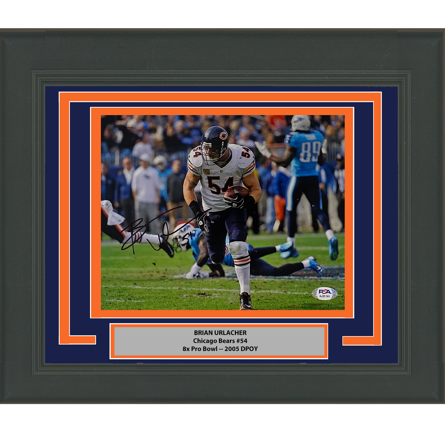 Framed Autographed/Signed Brian Urlacher Chicago Bears 8x10 Football Photo PSA/DNA COA