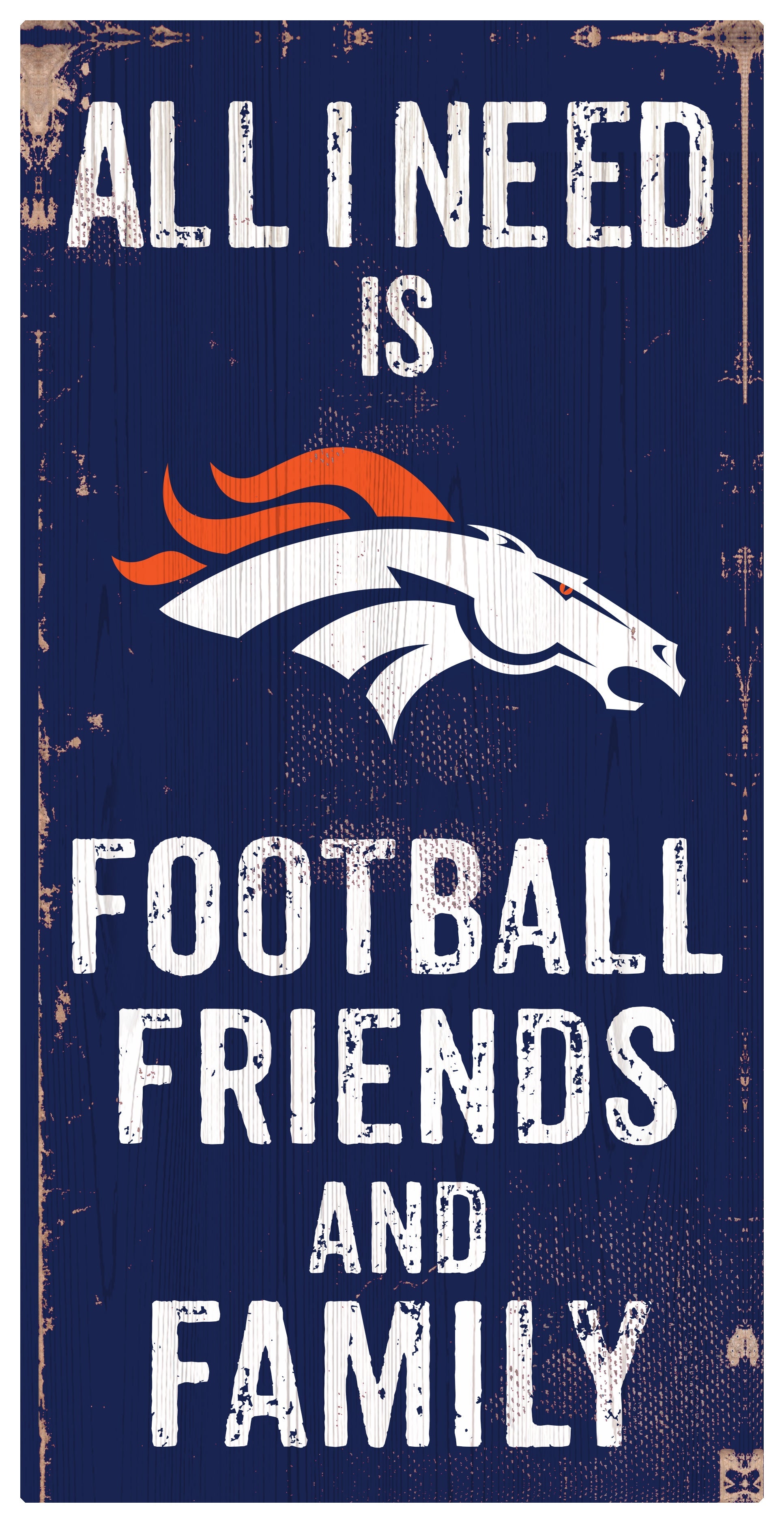Denver Broncos Football, Friends, & Family Wood Sign - Sports Collectibles, Sports Memorabilia, Sports Fan Shop, Sports Gifts