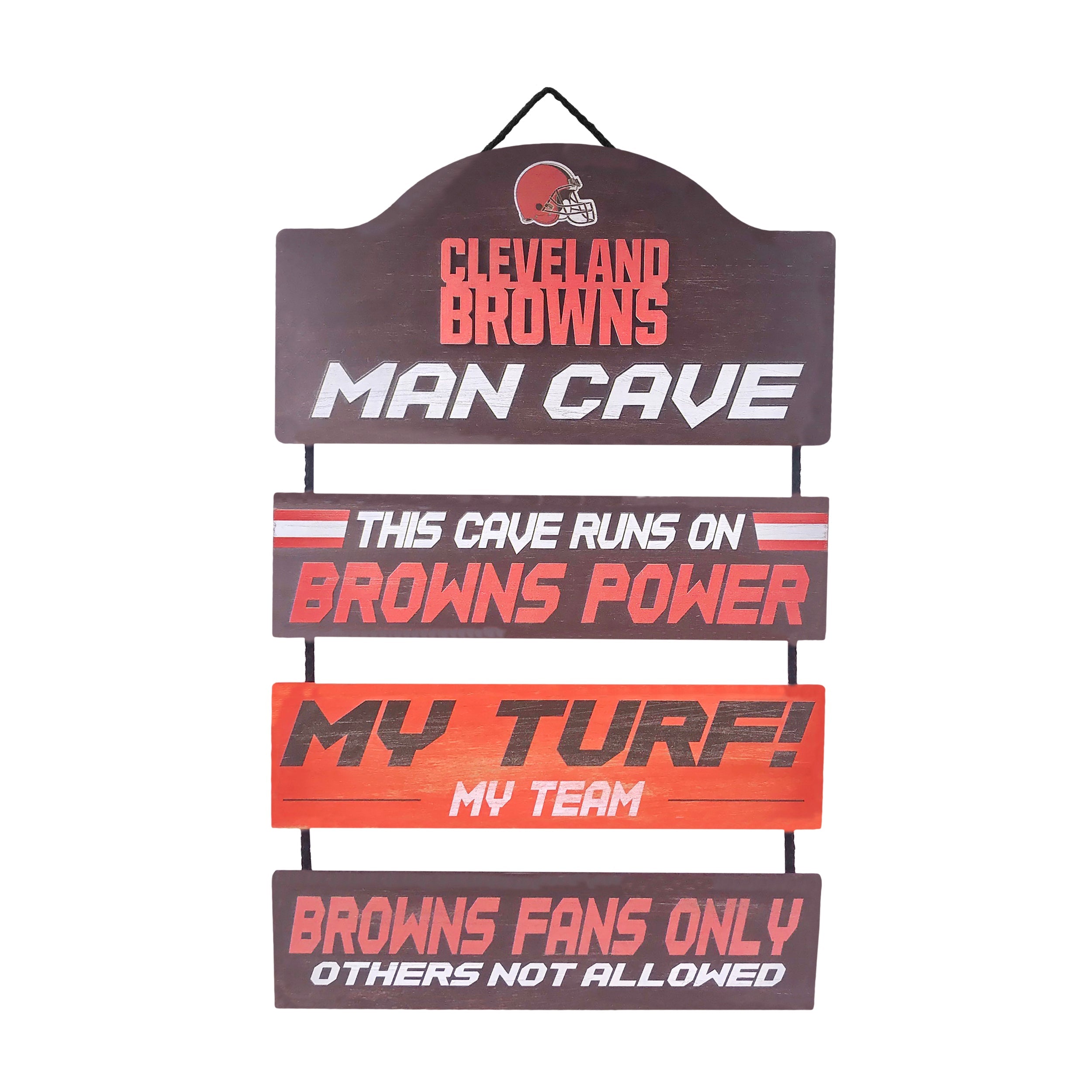 Cleveland Browns Wooden Man Cave Dangle Sign - Sports Collectibles, Sports Memorabilia, Sports Fan Shop, Sports Gifts