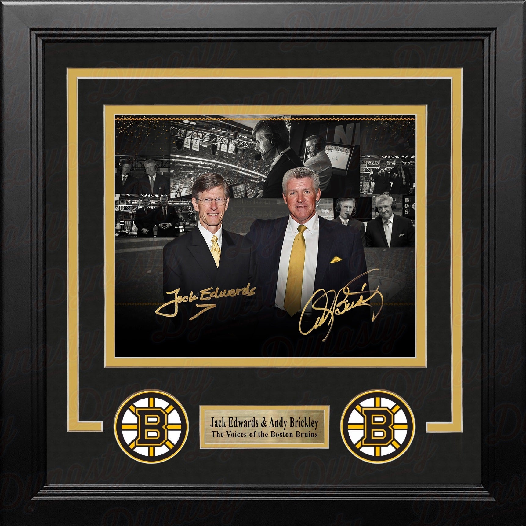 Jack Edwards & Andy Brickley Boston Bruins Autographed 8" x 10" Framed Collage Hockey Photo - Sports Gifts, Sports Memorabilia, Sports Collectibles, Fan Shop