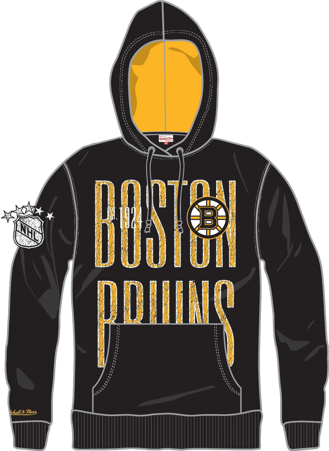 Boston Bruins Mitchell & Ness OG Fleece Hoodie - Sports Collectibles, Sports Memorabilia, Sports Fan Shop, Sports Gifts