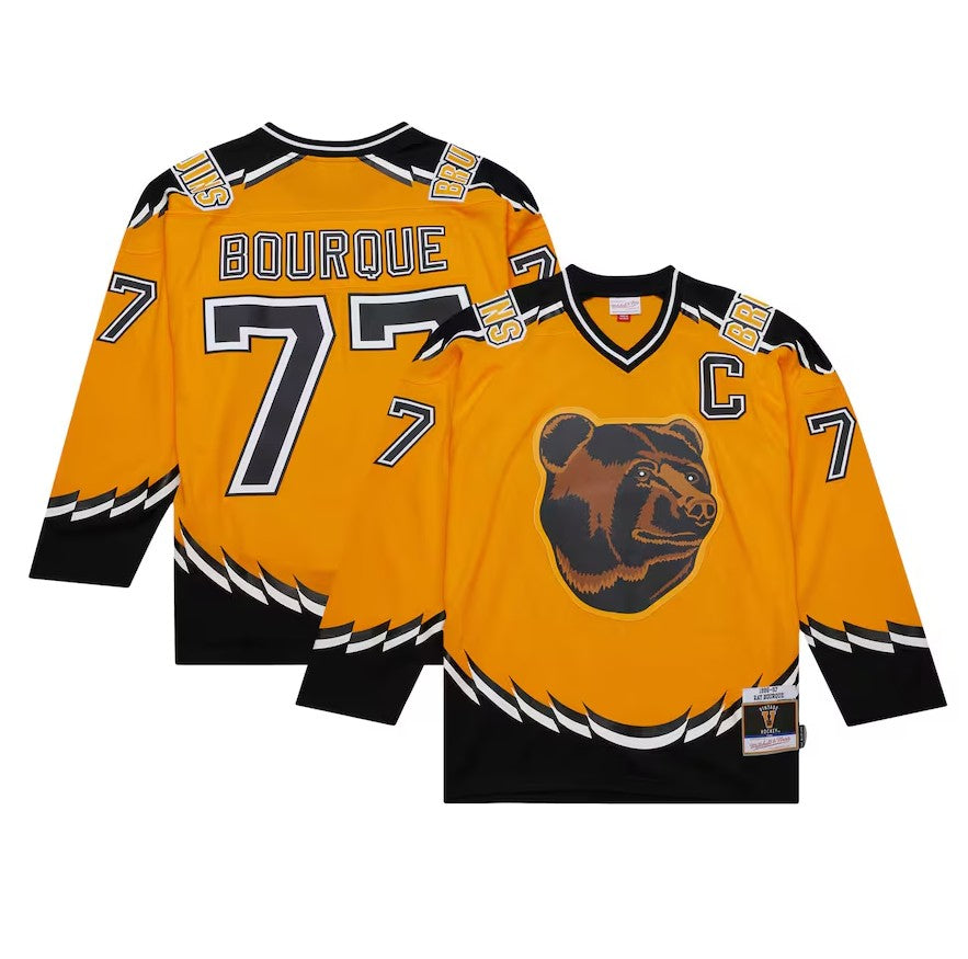 Ray Bourque Boston Bruins Mitchell & Ness Gold 1996/97 Captain Patch Blue Line Jersey - Sports Collectibles, Sports Memorabilia, Sports Fan Shop, Sports Gifts