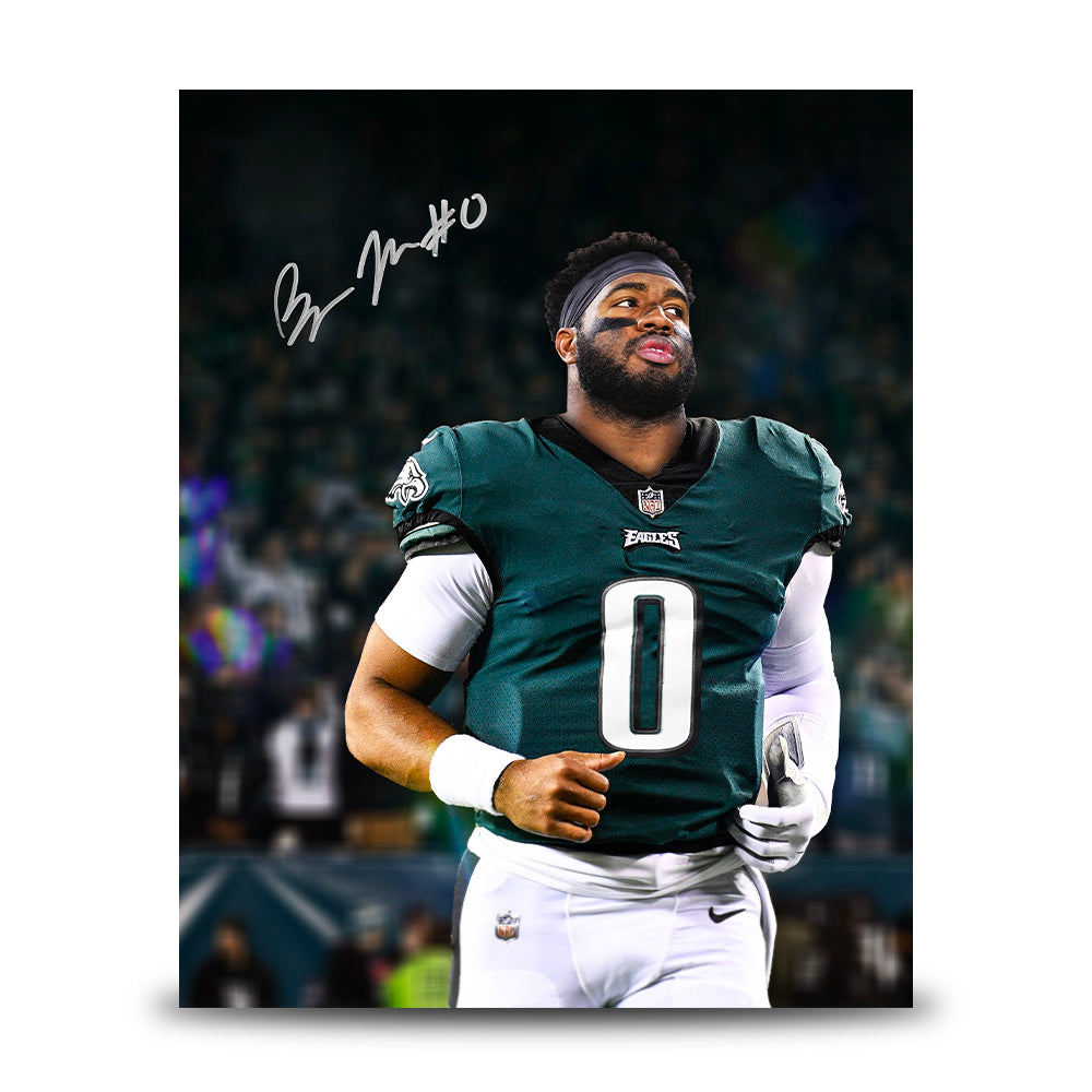Bryce Huff Philadelphia Eagles Autographed 16" x 20" Blackout Football Photo - Sports Collectibles, Sports Memorabilia, Sports Fan Shop, Sports Gifts