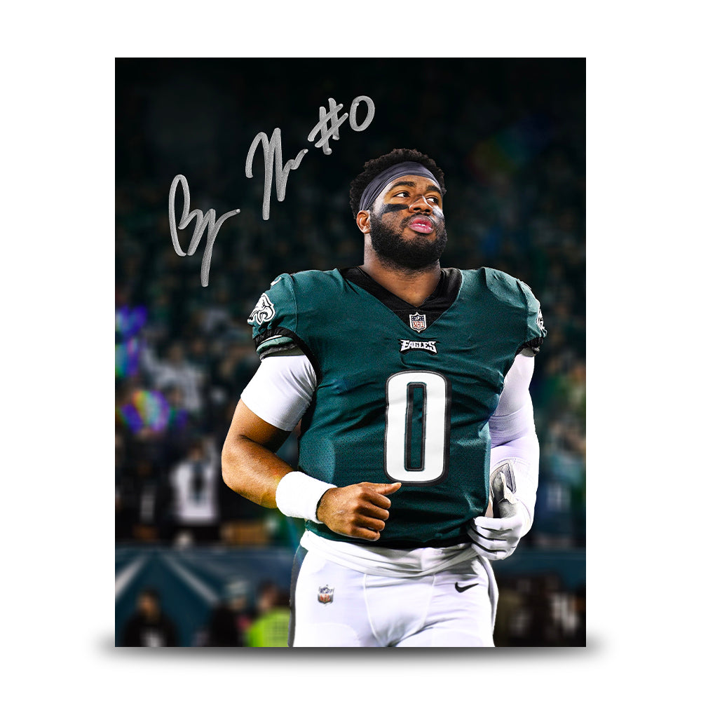 Bryce Huff Philadelphia Eagles Autographed 8" x 10" Blackout Football Photo - Sports Collectibles, Sports Memorabilia, Sports Fan Shop, Sports Gifts
