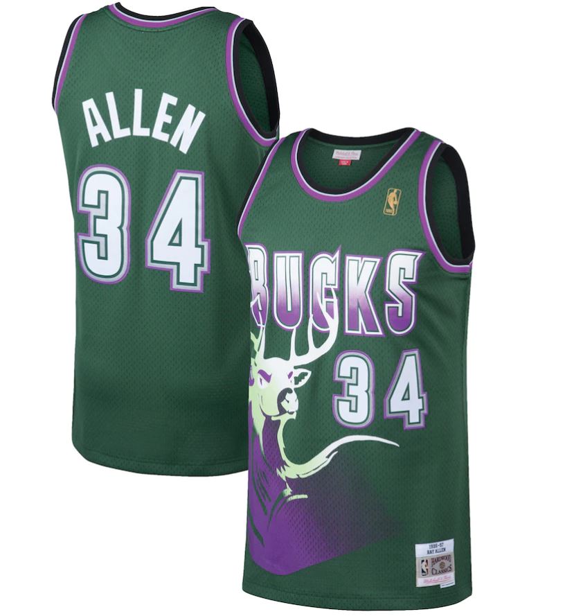 Ray Allen Milwaukee Bucks Mitchell & Ness Green Hardwood Classics 1996-97 Swingman Jersey - Sports Collectibles, Sports Memorabilia, Sports Fan Shop, Sports Gifts
