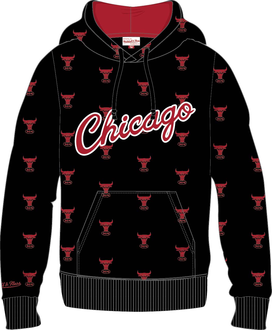 Chicago Bulls Mitchell & Ness All Over Print Fleece Hoodie - Sports Collectibles, Sports Memorabilia, Sports Fan Shop, Sports Gifts