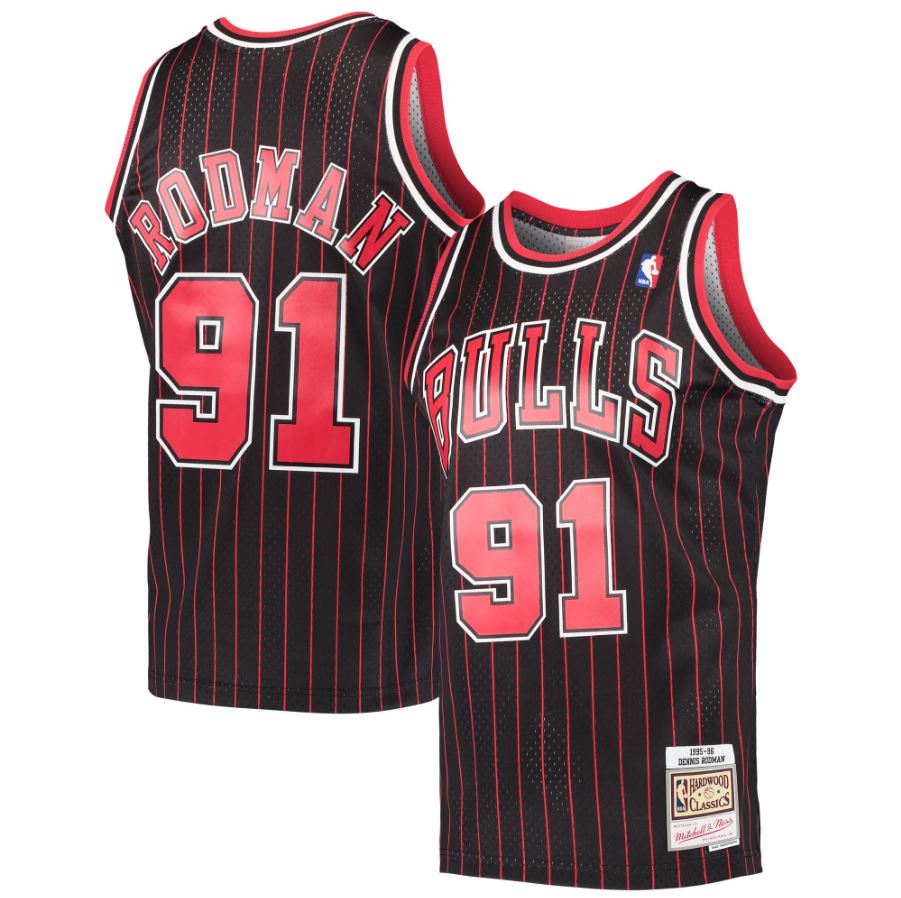 Dennis Rodman Chicago Bulls Mitchell & Ness Black Hardwood Classics 1995-96 Swingman Jersey - Sports Collectibles, Sports Memorabilia, Sports Fan Shop, Sports Gifts