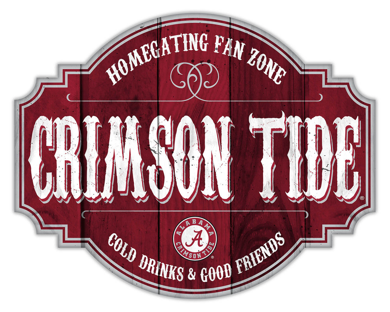 Alabama Crimson Tide Sign Wood 12 Inch Homegating Tavern - Sports Collectibles, Sports Memorabilia, Sports Fan Shop, Sports Gifts
