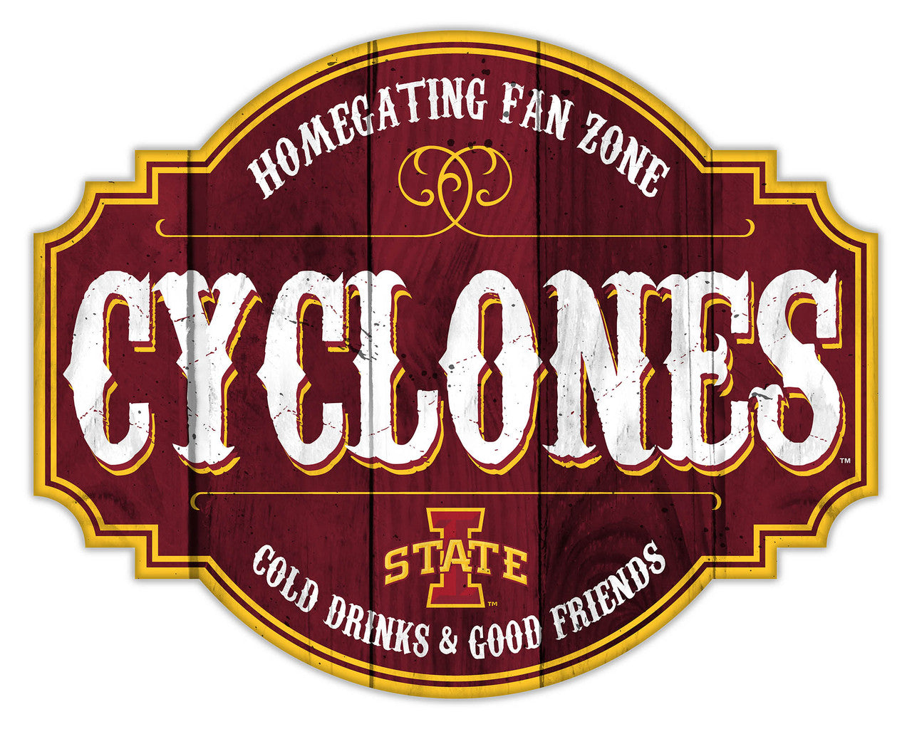 Iowa State Cyclones Sign Wood 12 Inch Homegating Tavern - Sports Collectibles, Sports Memorabilia, Sports Fan Shop, Sports Gifts