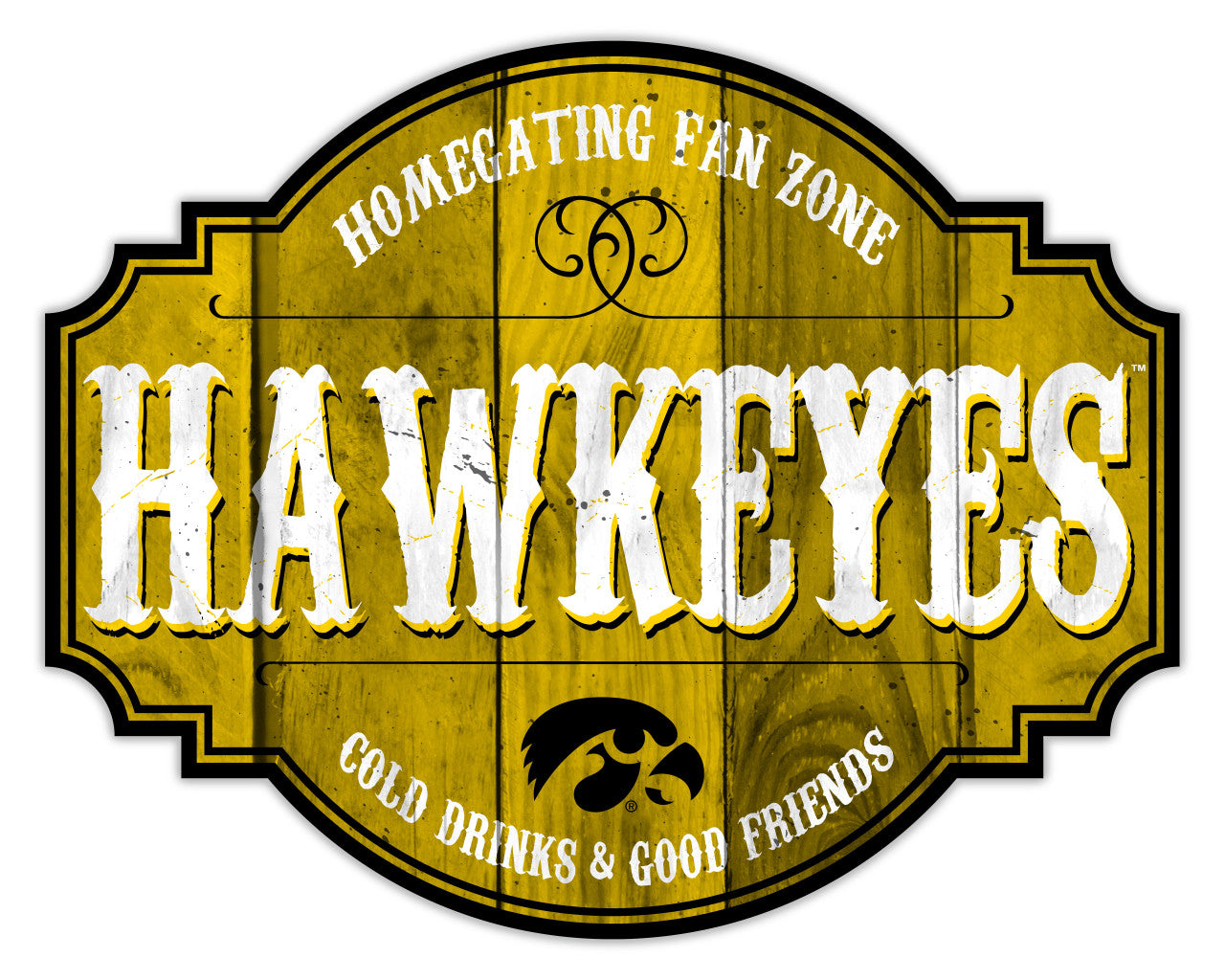Iowa Hawkeyes Sign Wood 12 Inch Homegating Tavern - Sports Collectibles, Sports Memorabilia, Sports Fan Shop, Sports Gifts
