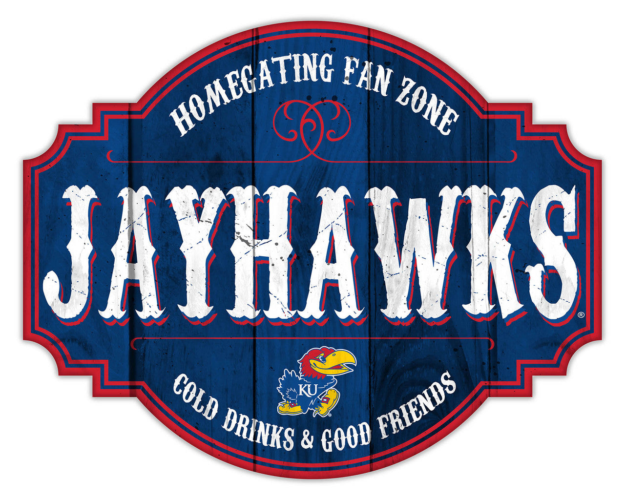 Kansas Jayhawks Sign Wood 12 Inch Homegating Tavern - Sports Collectibles, Sports Memorabilia, Sports Fan Shop, Sports Gifts