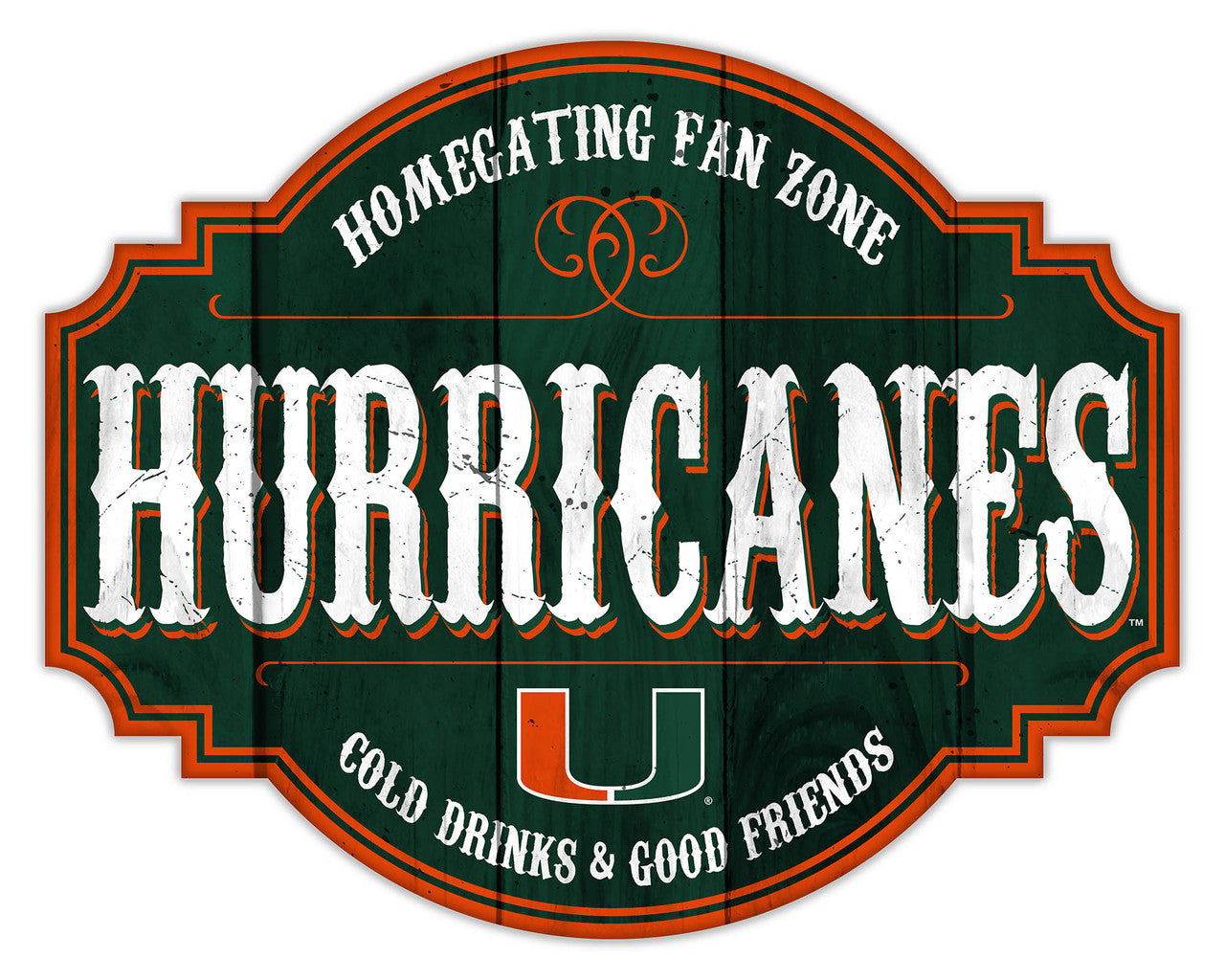 Miami Hurricanes Sign Wood 12 Inch Homegating Tavern - Sports Collectibles, Sports Memorabilia, Sports Fan Shop, Sports Gifts