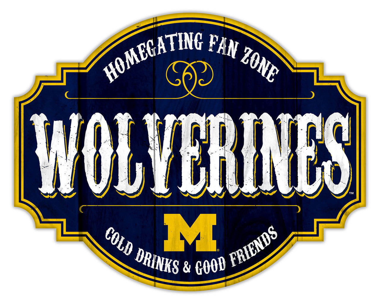 Michigan Wolverines Sign Wood 12 Inch Homegating Tavern - Sports Collectibles, Sports Memorabilia, Sports Fan Shop, Sports Gifts
