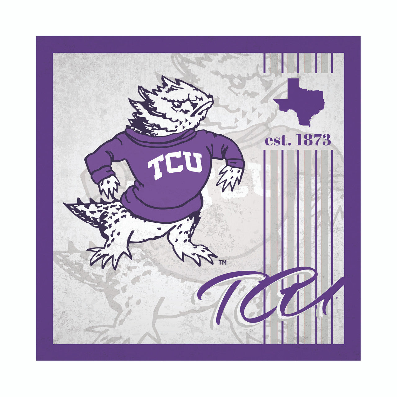 TCU Horned Frogs Sign Wood 10x10 Album Design - Sports Collectibles, Sports Memorabilia, Sports Fan Shop, Sports Gifts