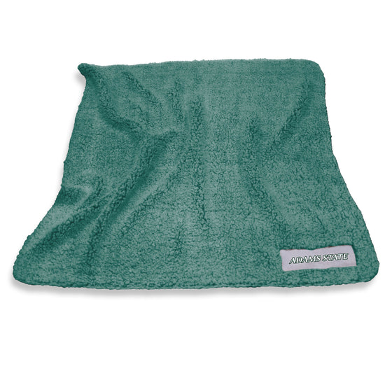 The Color Frosty Fleece is a soft, warm throw blanket made of high-pile sherpa. It features a twill patch with a team logo, is machine washable, and measures 50"x60". Ideal for various activities and makes a great gift for sports fans.