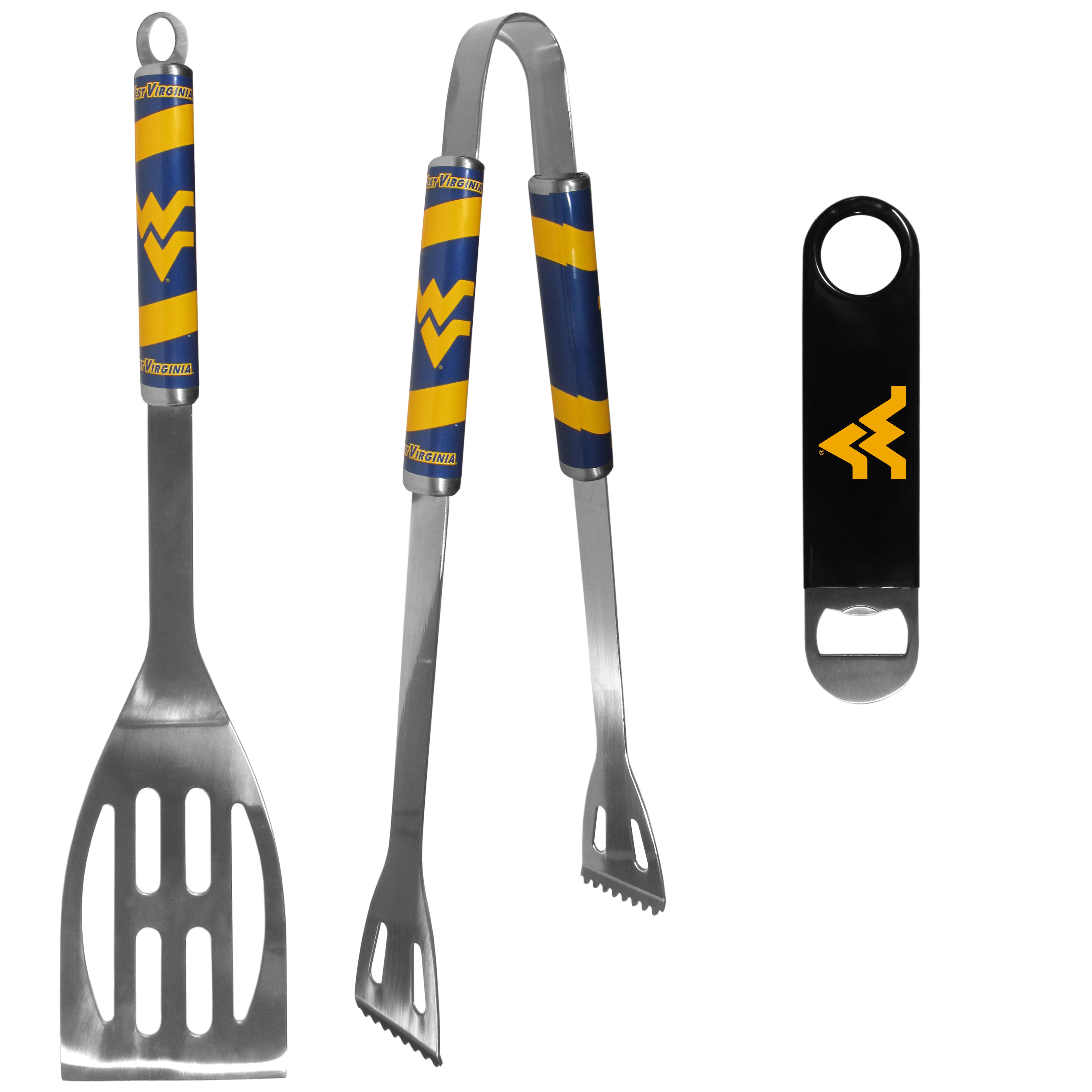 W. Virginia Mountaineers 2 pc BBQ Set and Bottle Opener